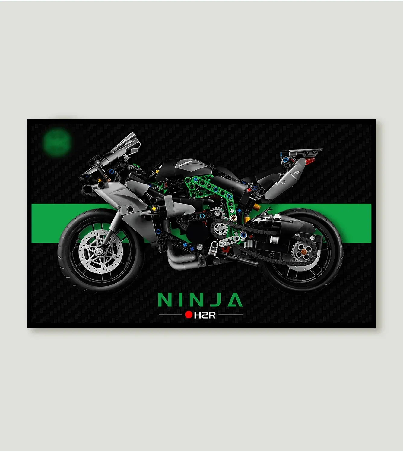 Väggmonterad displayram för LEGO Technic Kawasaki Ninja H2R 42170 (50 cm x 30 cm) — 2