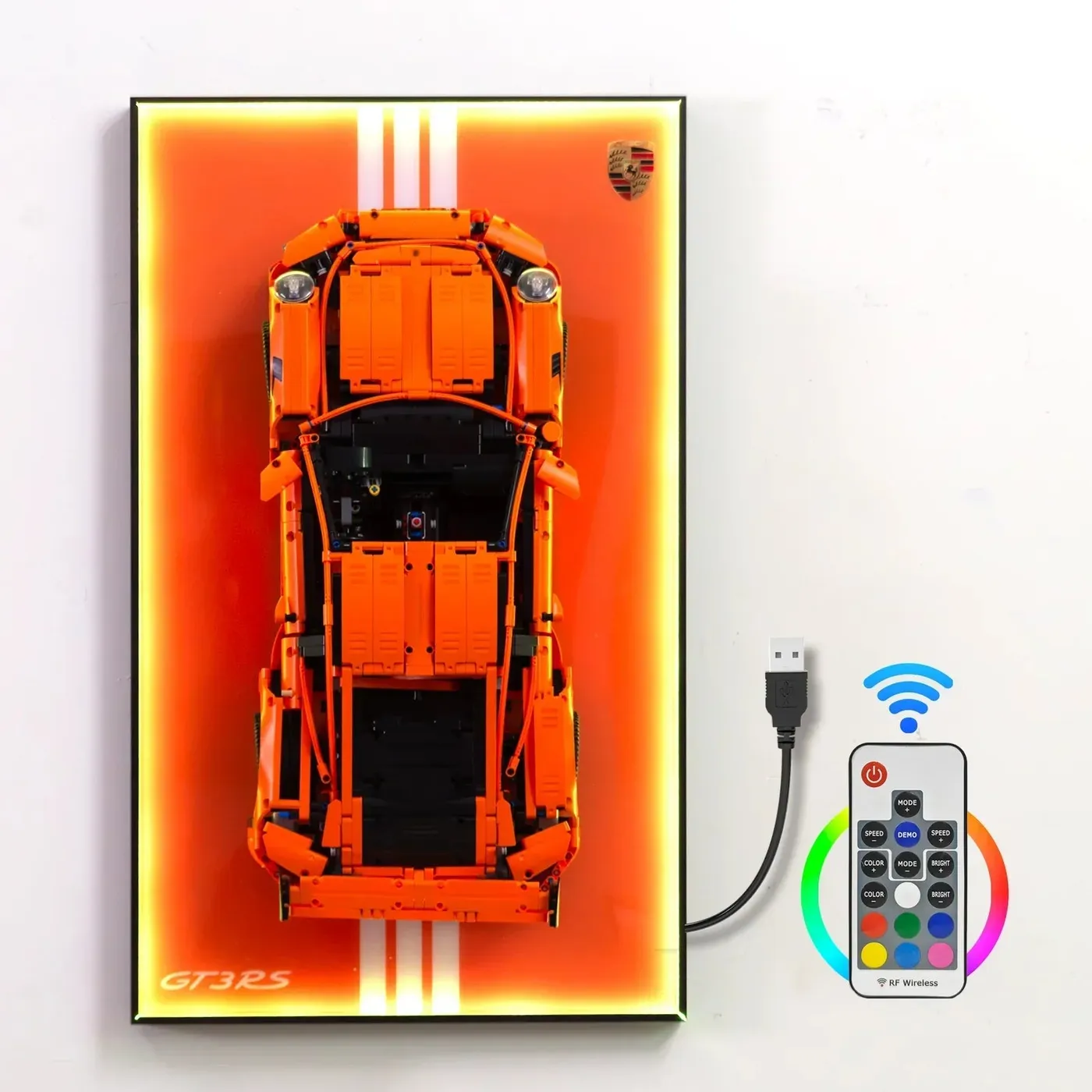 Sieninis eksponavimo rėmas LEGO Technic 42056 automobiliui Porsche 911 GT3 RS — 4