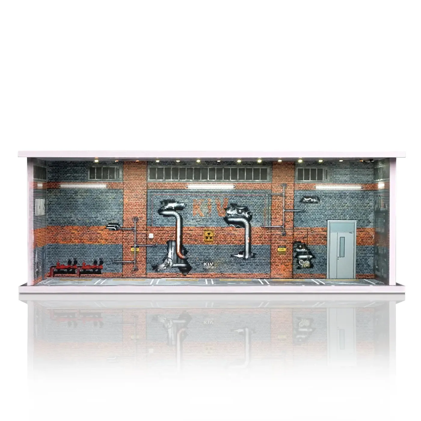 Exklusiv stapelbar monter med garagediorama för samlingar av pressgjutna minibilar i skala 1:64 — 8