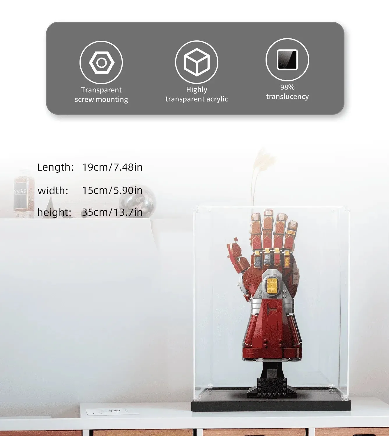 Display case for LEGO The Avengers Nano Gauntlet 76223 — 5