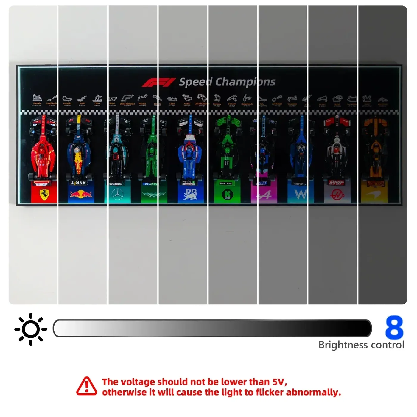 Display wall frame for LEGO Speed Champion F1 series Full Collection /horizontal line display — 7