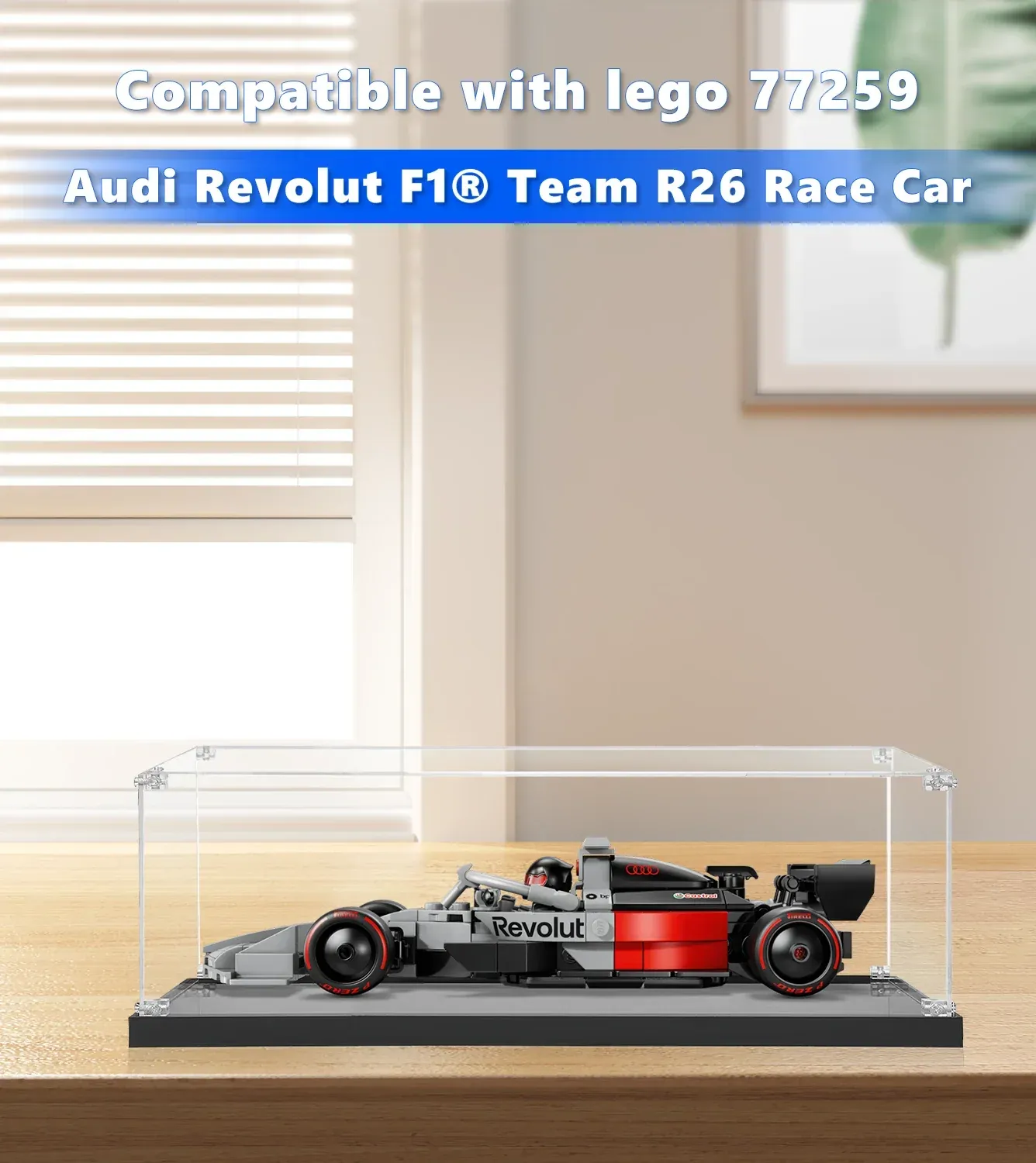Premium Display Case Compatible with LEGO Speed Champions Audi Revolut F1 Team R26 Race Car 77259 — 2