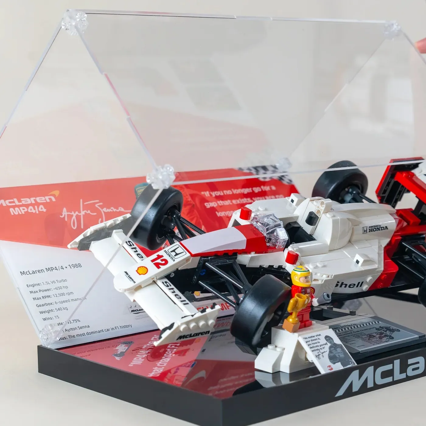 Display Case for LEGO® Icons F1 Legends Collection (McLaren MP4/4 10330, Williams FW14B 10353, Ferrari F2004 11375) — 3