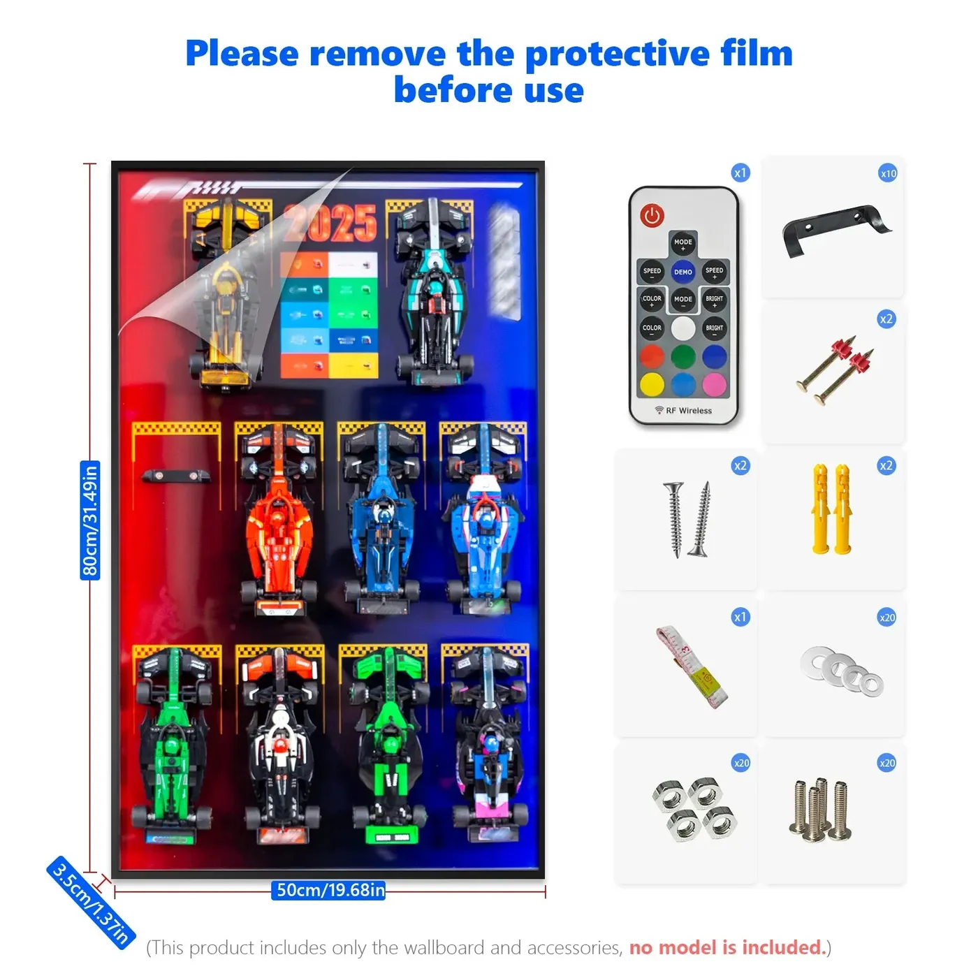 Display wall frame for LEGO Speed Champion series Full Collection — 10