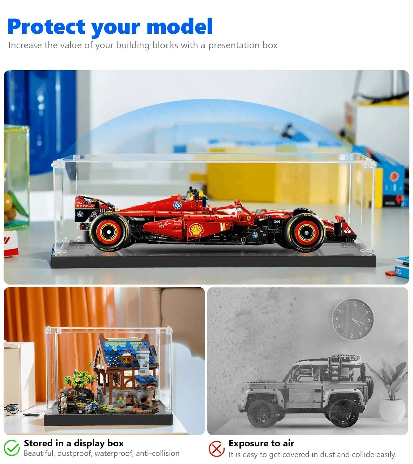 Display Case for LEGO Ferrari SF-24 F1 Car (1 :8 suitable) 42207 — 3