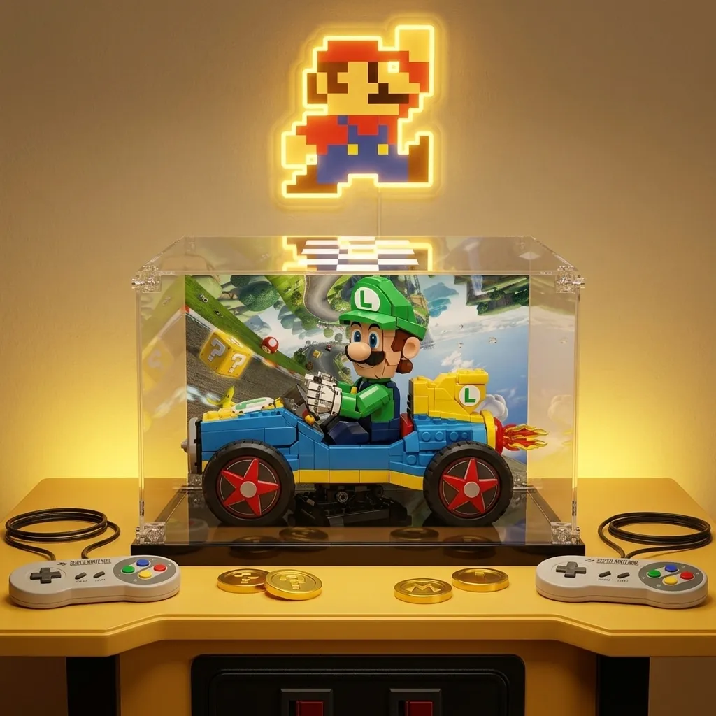 So präsentierst du LEGO® Super Mario™ Mario Kart™ Luigi & Mach 8 (72050) richtig