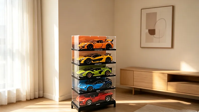 Modular Stackable Display Cases for LEGO® Technic™ 1:8 Scale Supercars: Build a Showroom Tower