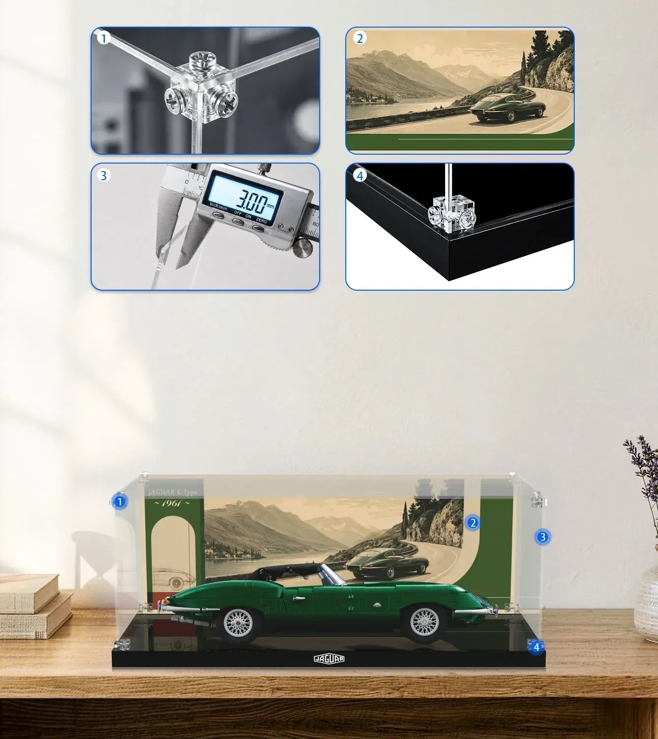 Display case for LEGO® Icons Jaguar E-Type 11381 — 5