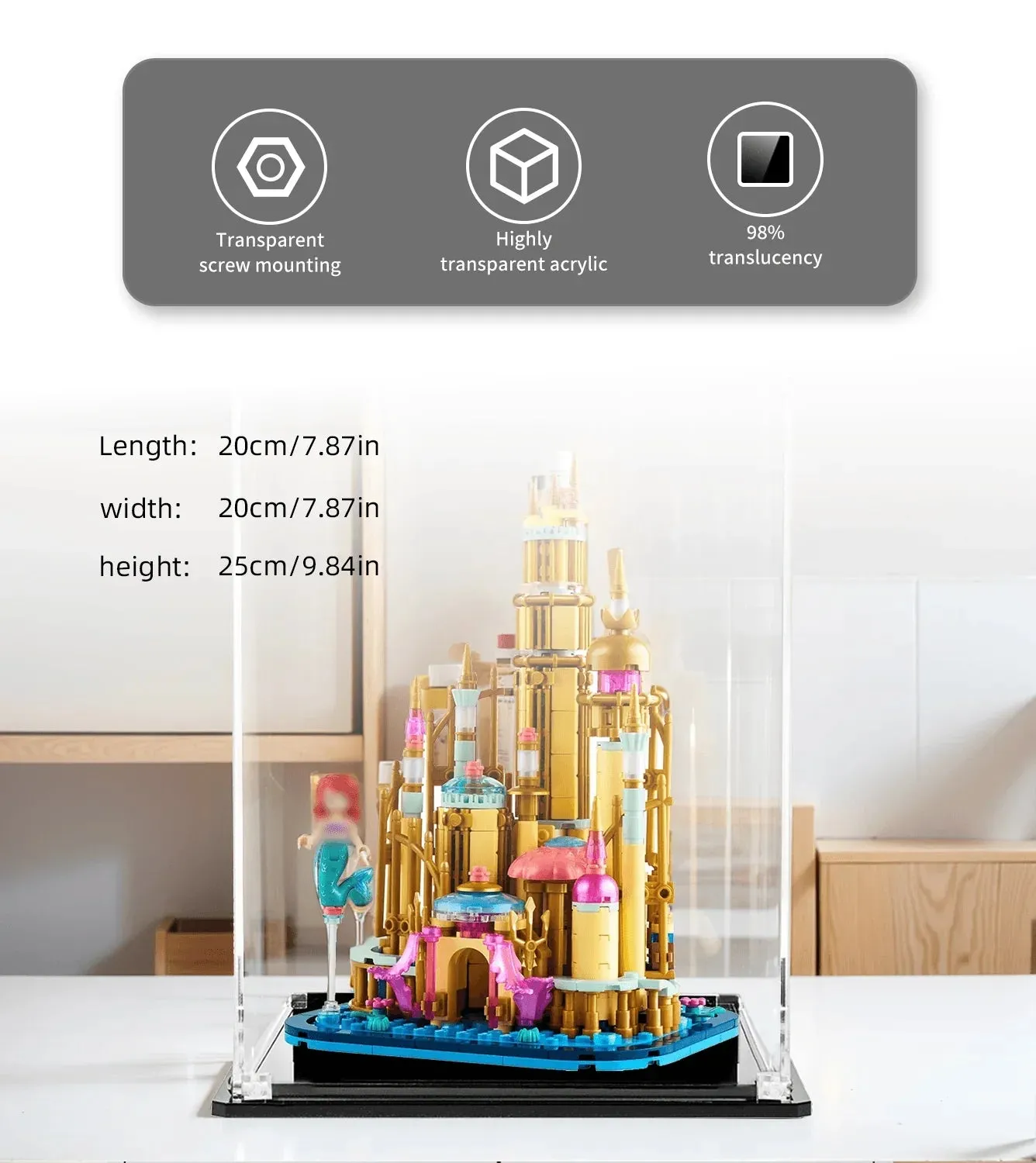Display case for LEGO Mini Disney Ariel's Castle 40708 — 5
