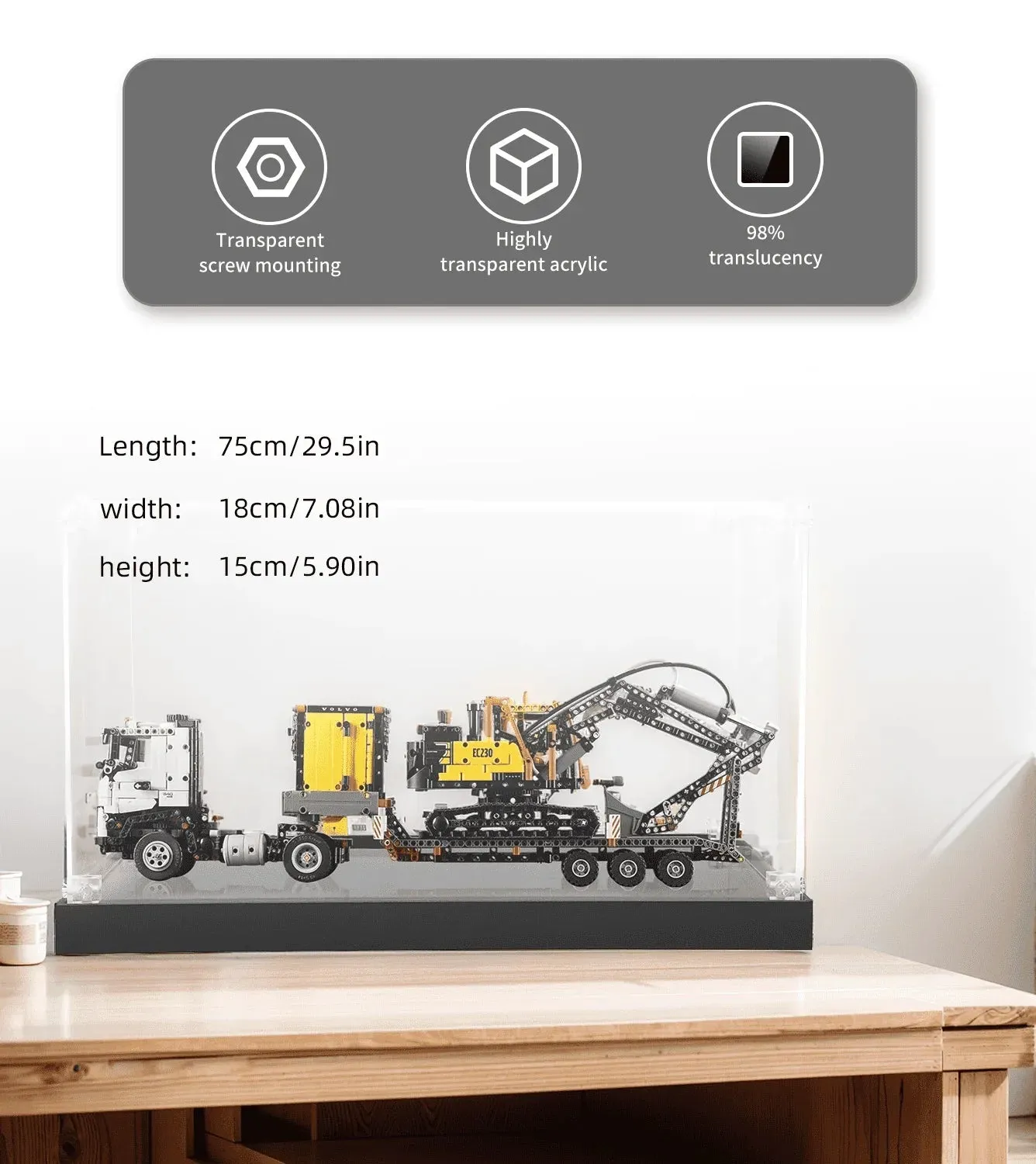 Vitrine für LEGO Volvo FMX Truck & EC230 Electric Excavator 42175 — 9
