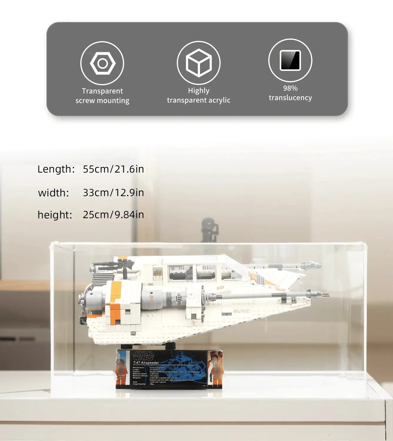 Display Case for Lego Star Wars UCS Snowspeeder 75144 — 4