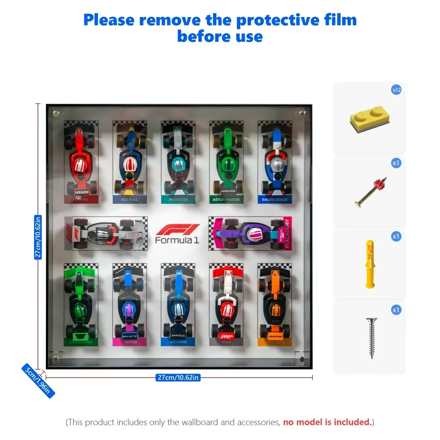 Display wall frame for LEGO Minifigures F1® Collectible Race Cars 71049 — 10