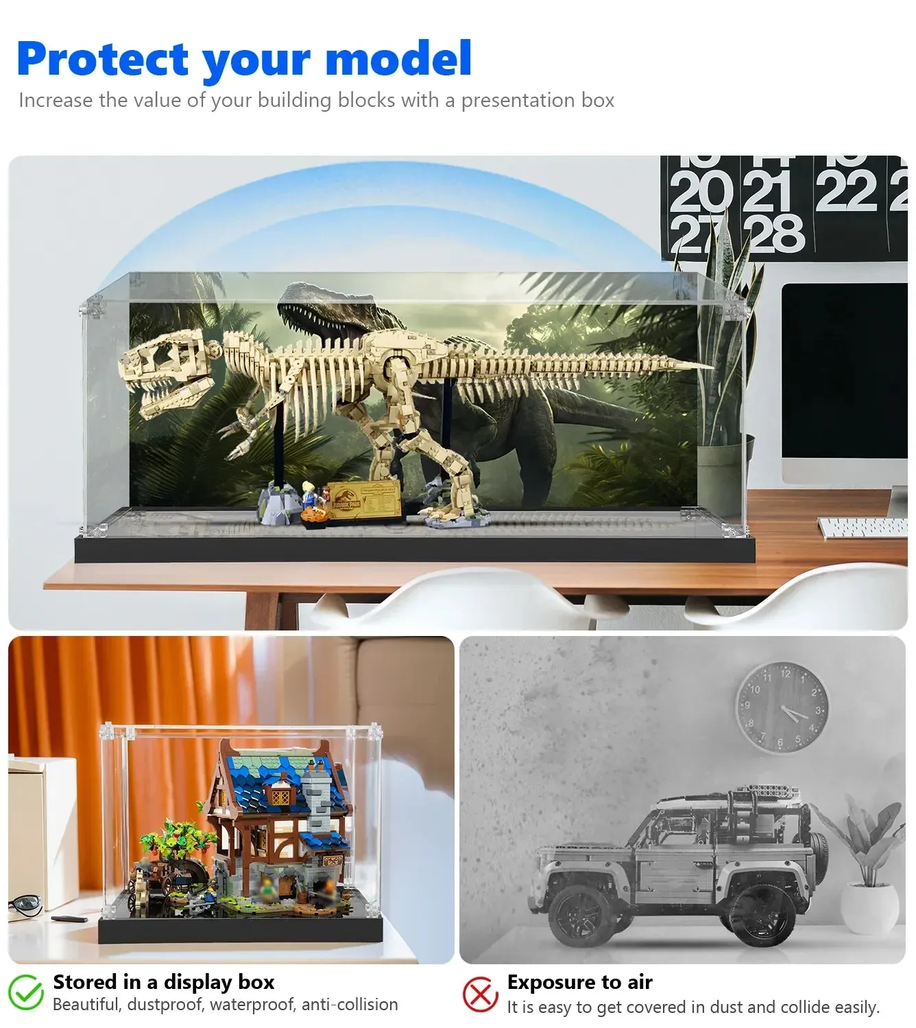 Premium Painted Acrylic Display Case for LEGO® Jurassic World™ Dinosaur Fossils: T. rex (76968) — 6