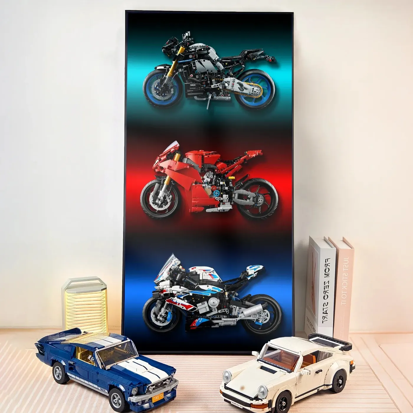 Wand-Displayrahmen für LEGO Yamaha 42159, Ducati 42202, BMW 42130 / Trinity-Rahmen mit Halterungen — 2