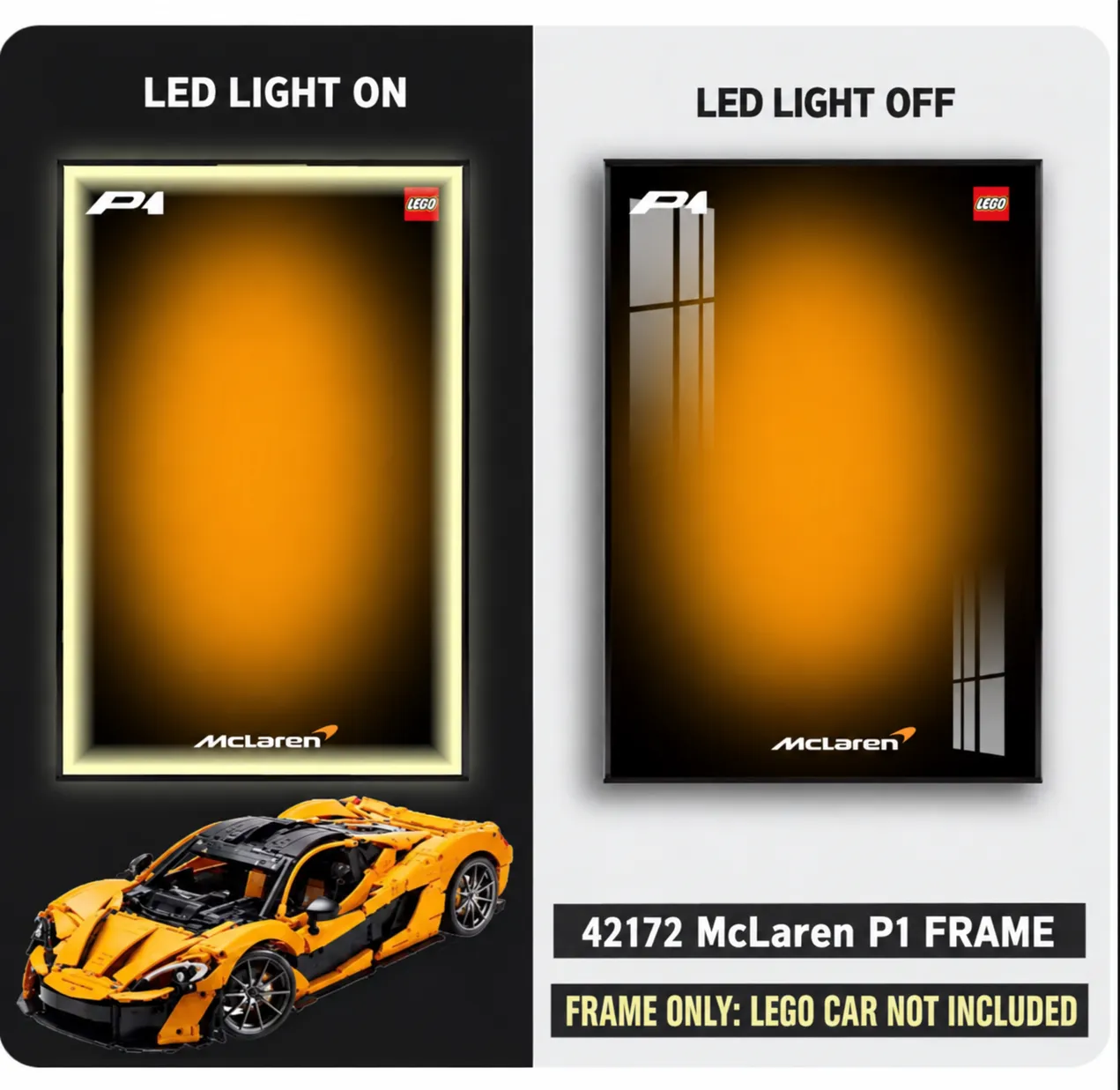 Sieninis eksponavimo rėmas Lego Technic McLaren P1 42172 — 2