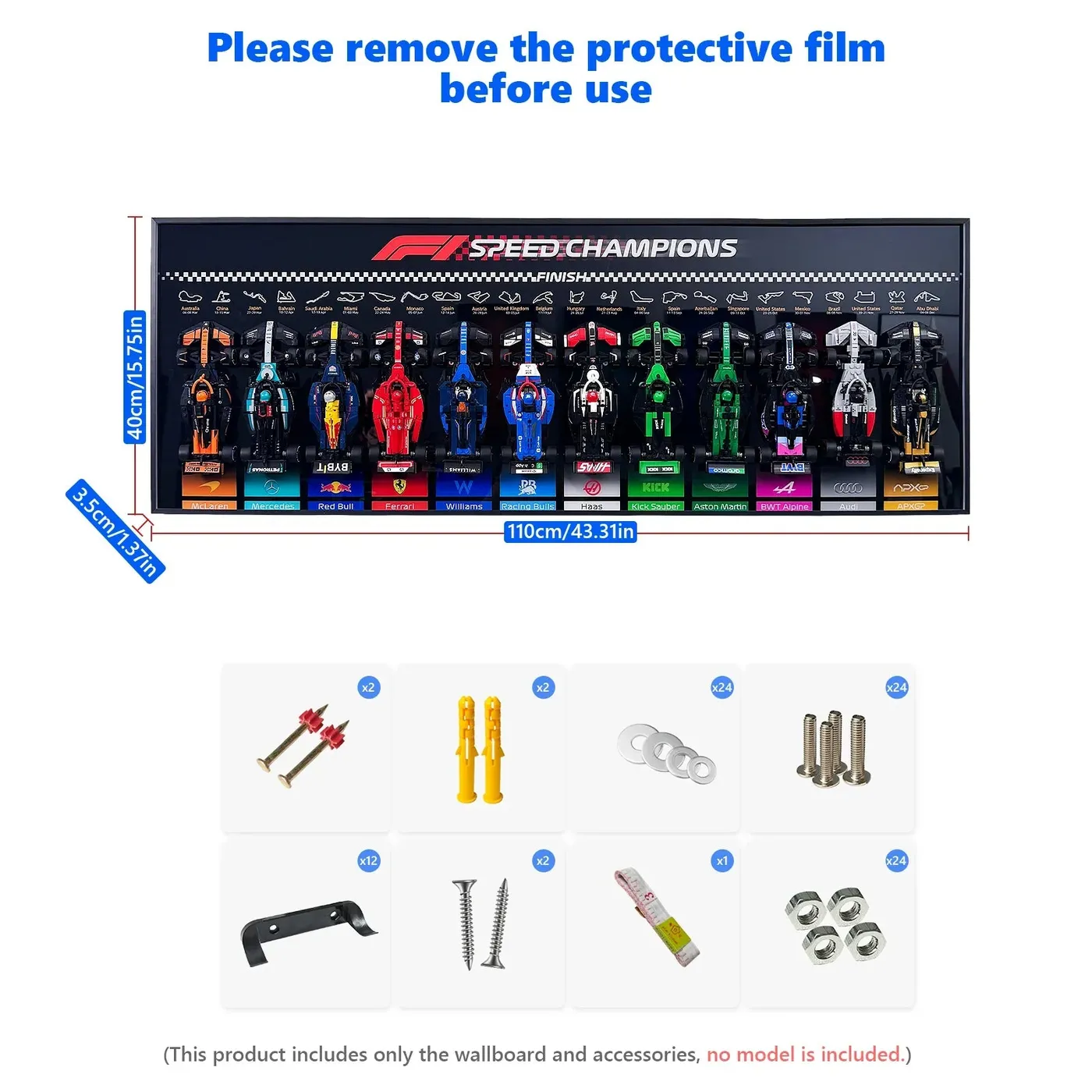 Display Wall Frame for LEGO Speed Champions F1 Series 12-in-1 / Horizontal — 12
