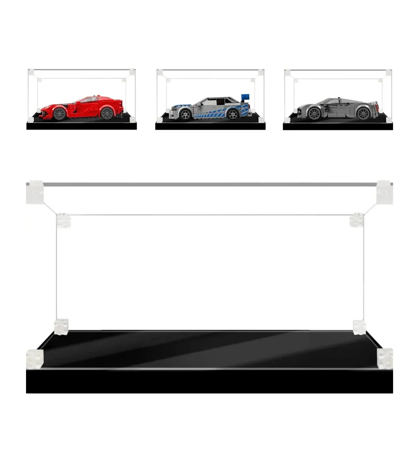 2 vnt. sujungiama akrilinė eksponavimo dėžė LEGO Speed Champions superautomobiliams