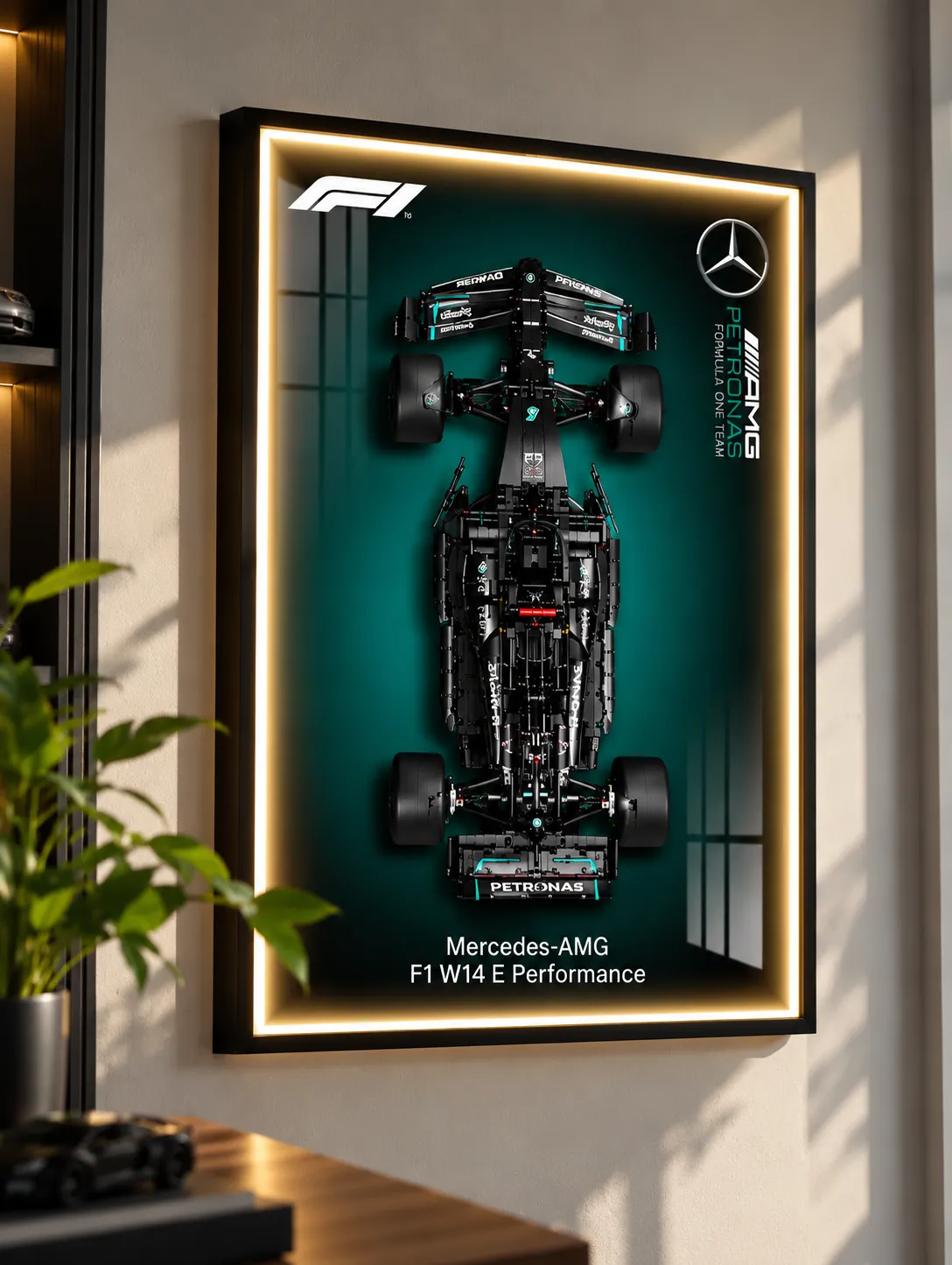 Väggmonterad displayram för LEGO® Technic™ Mercedes-AMG F1 W14 E Performance (42171)