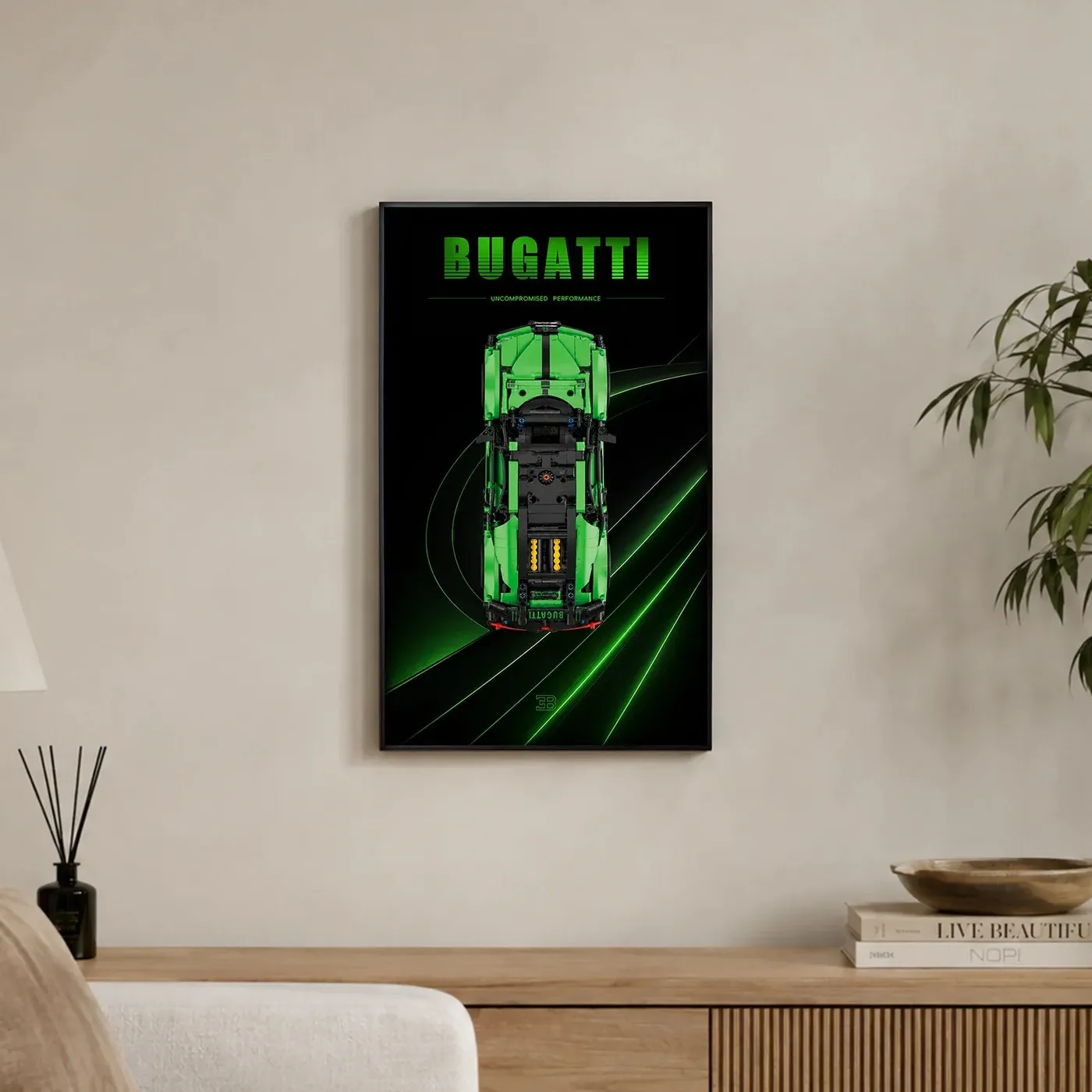 Wall Display Frame for LEGO Technic™ Green Bugatti Chiron Pur Sport Hypercar 42241 — 2