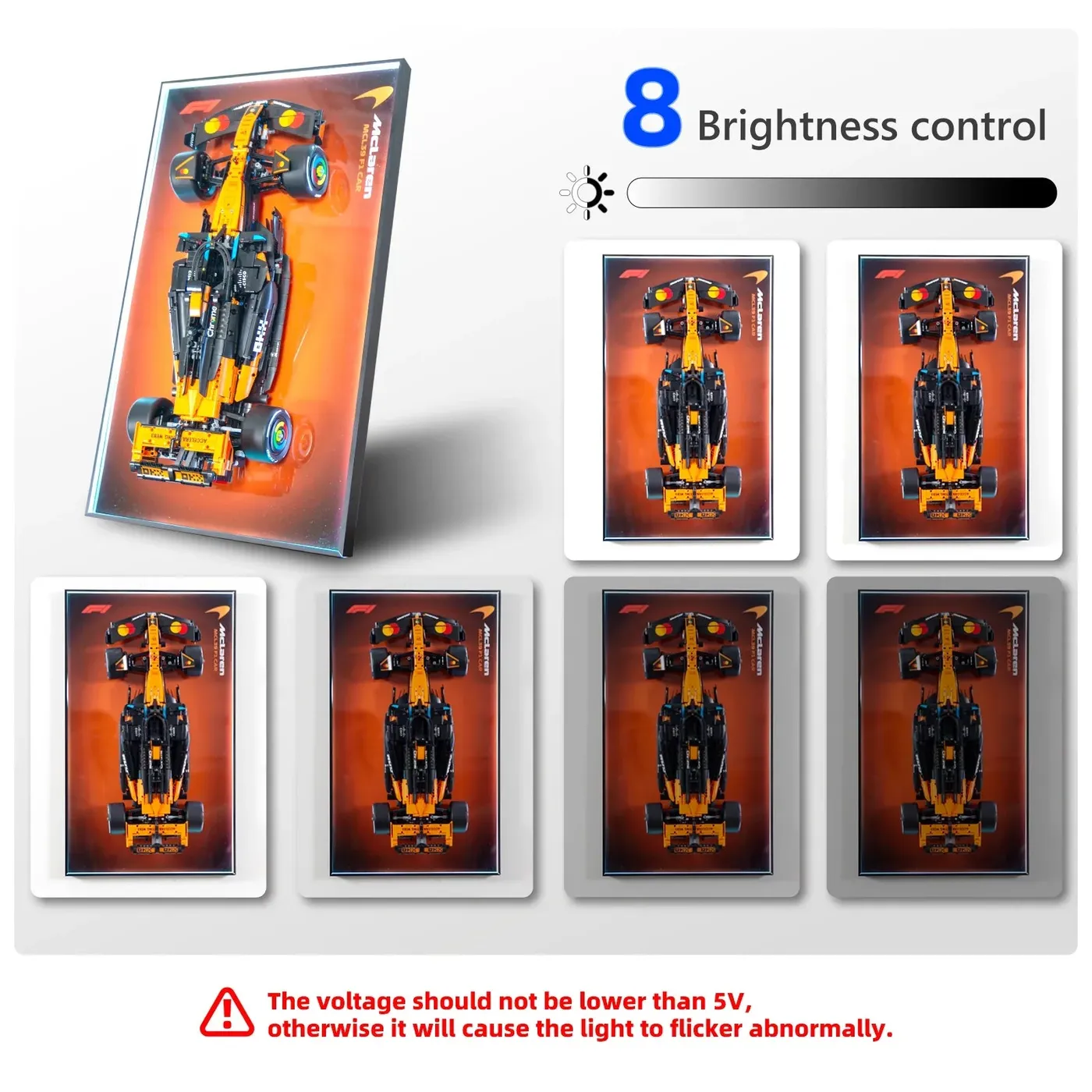 Premium sieninis eksponavimo rėmas, skirtas LEGO Technic McLaren MCL39 F1 Car (42228) — 25