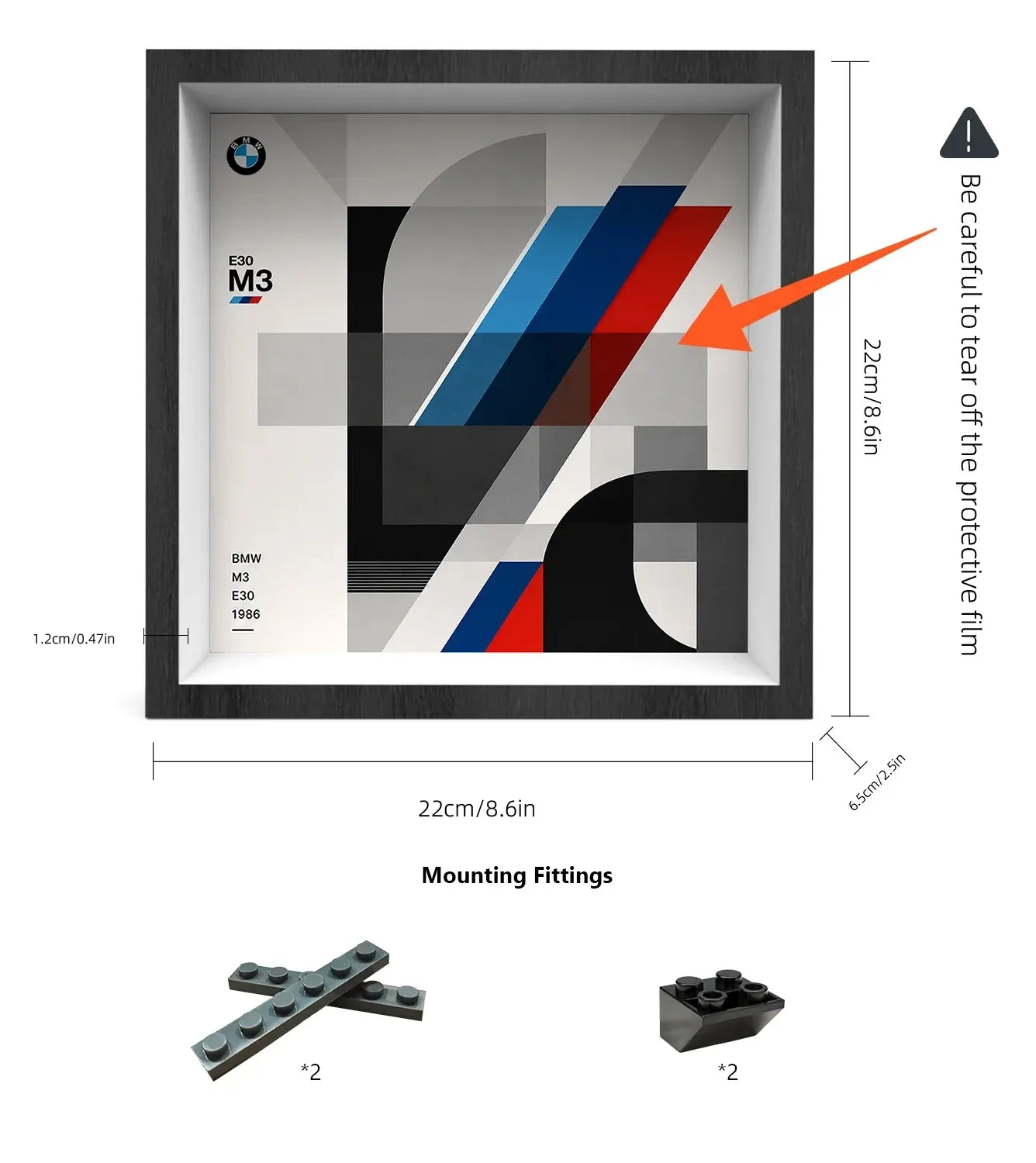 Väggmonterad displayram för LEGO Speed Champions BMW M3 (E30) 77263 — 6