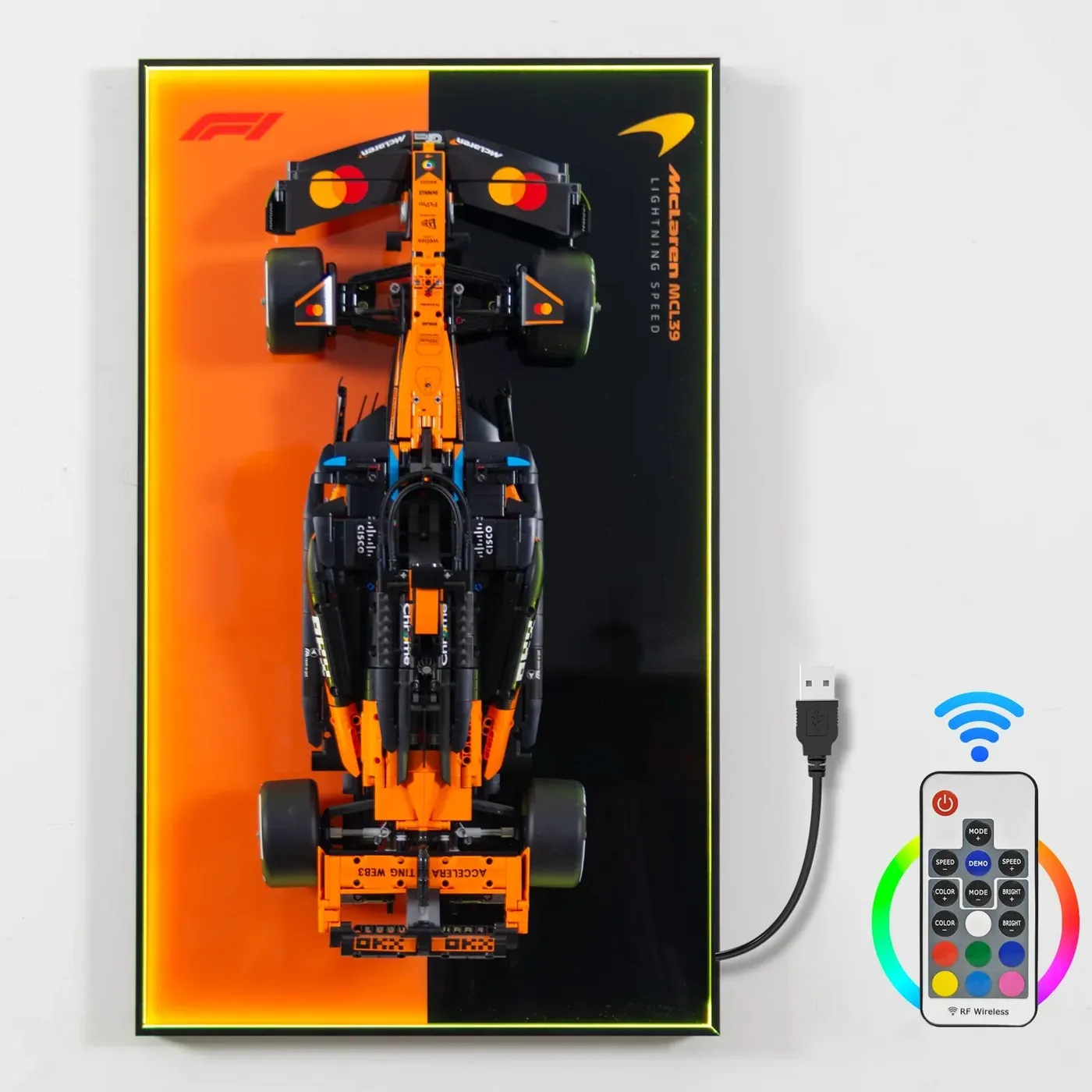 Premium sieninis eksponavimo rėmas, skirtas LEGO Technic McLaren MCL39 F1 Car (42228) — 29