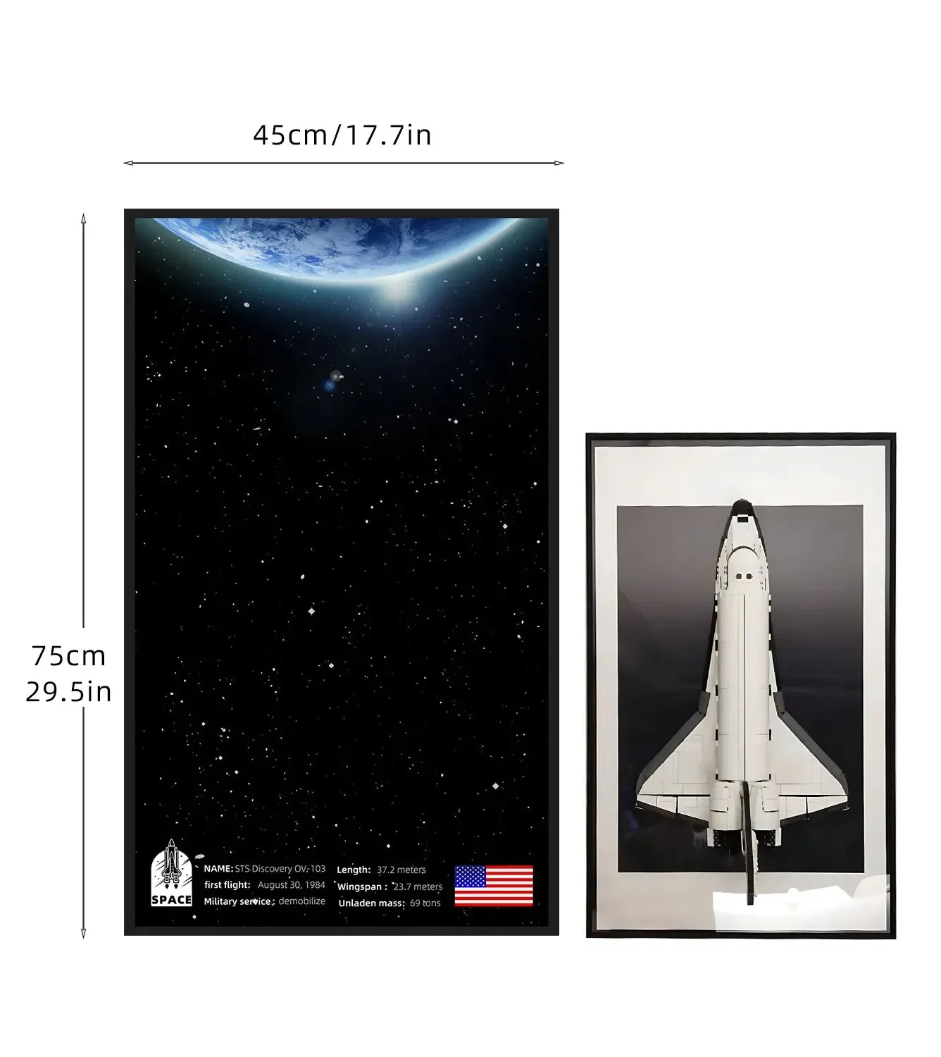 Väggmonterad displayram för LEGO® 10283 Icons NASA Space Shuttle Discovery — 3