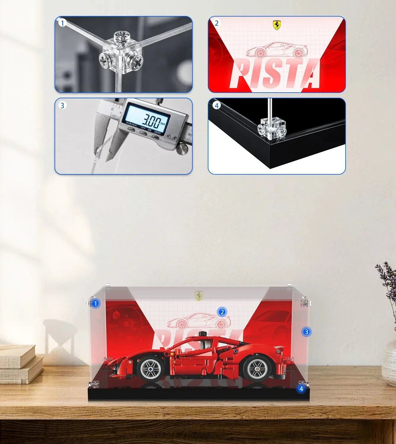 Vitrine für LEGO Technic™ Ferrari 488 Pista Car 42235 — 7