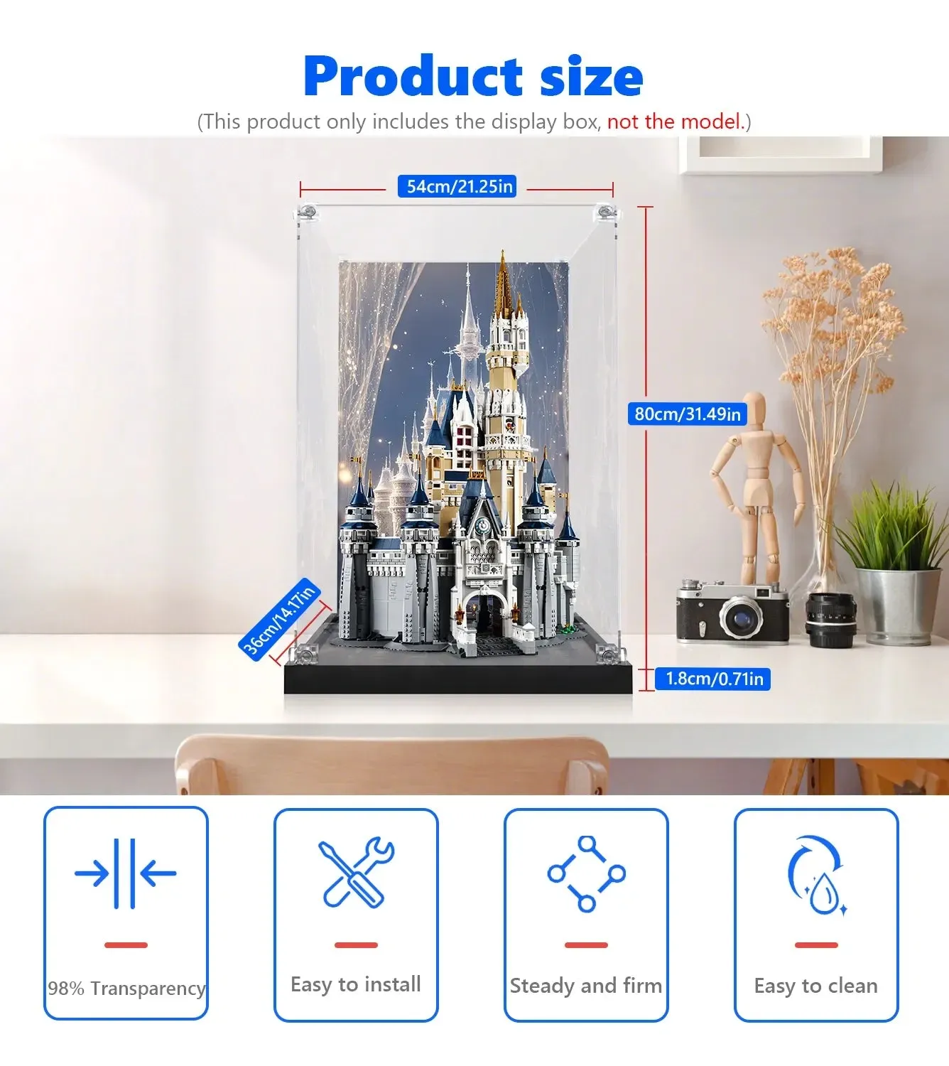 Akrylowa gablota ekspozycyjna premium do LEGO® The Disney Castle (71040) — 3