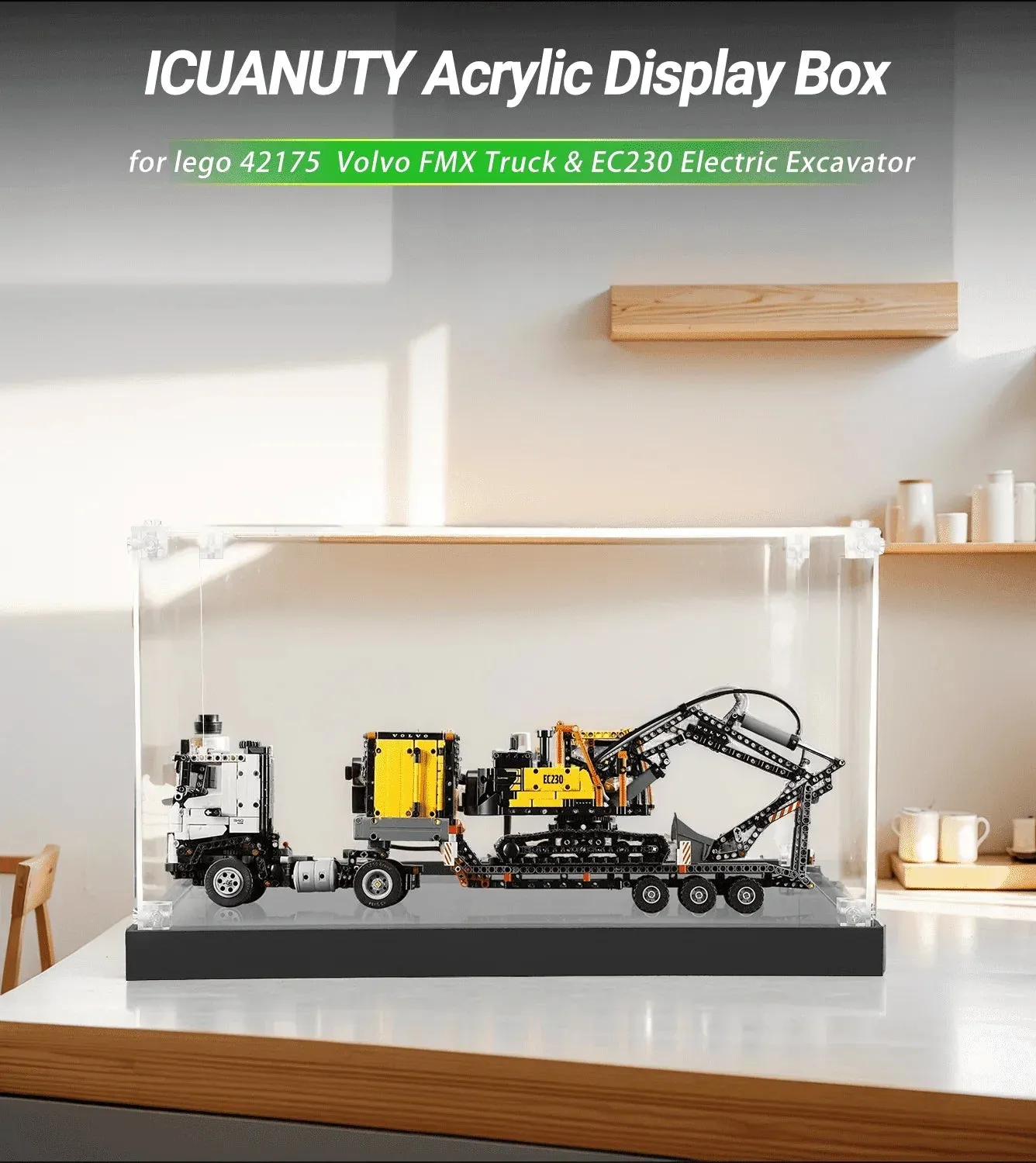 Vitrine für LEGO Volvo FMX Truck & EC230 Electric Excavator 42175 — 3