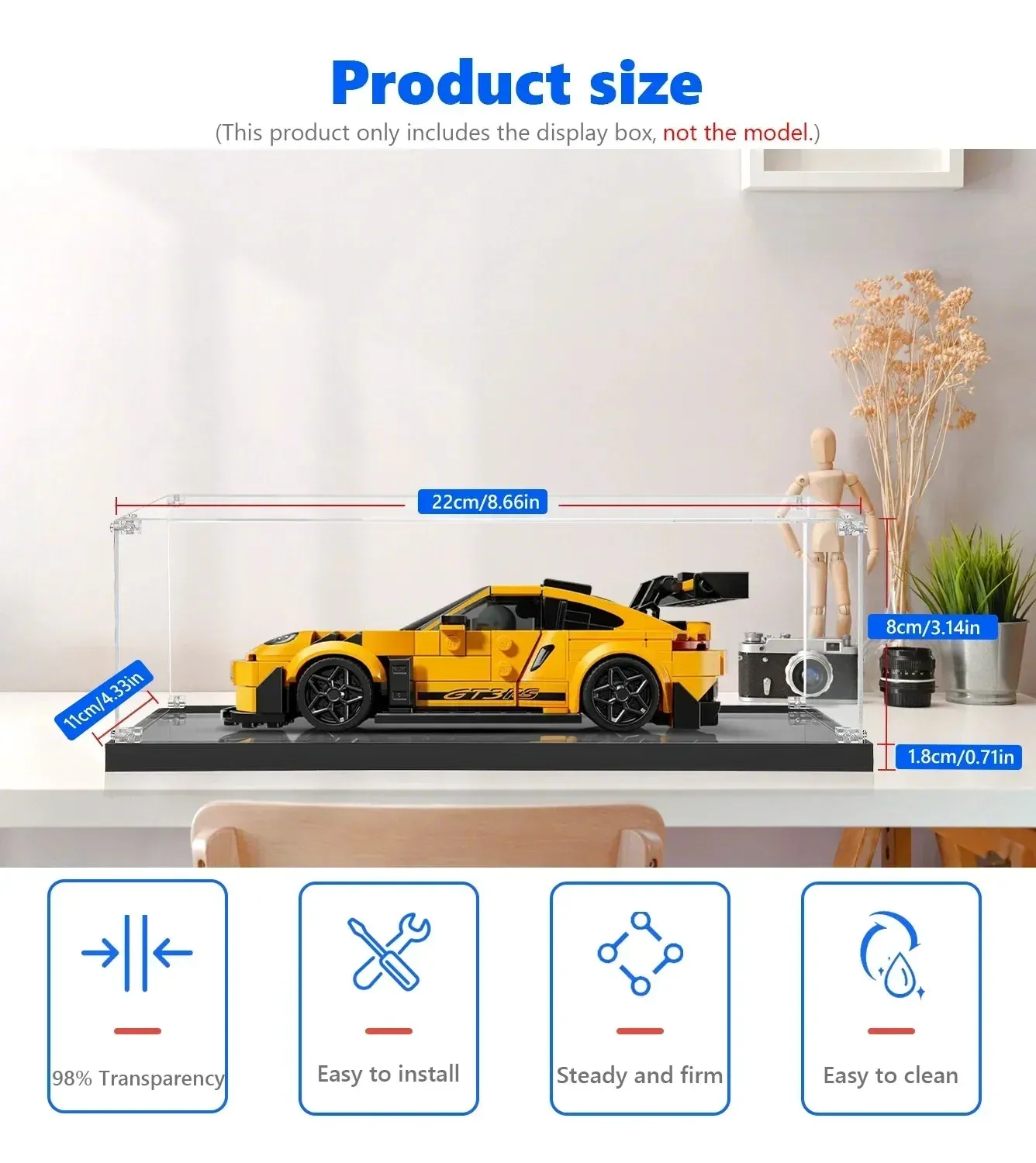 Gablota ekspozycyjna do LEGO® Speed Champions Porsche 911 GT3 RS Super Car 77239 — 6