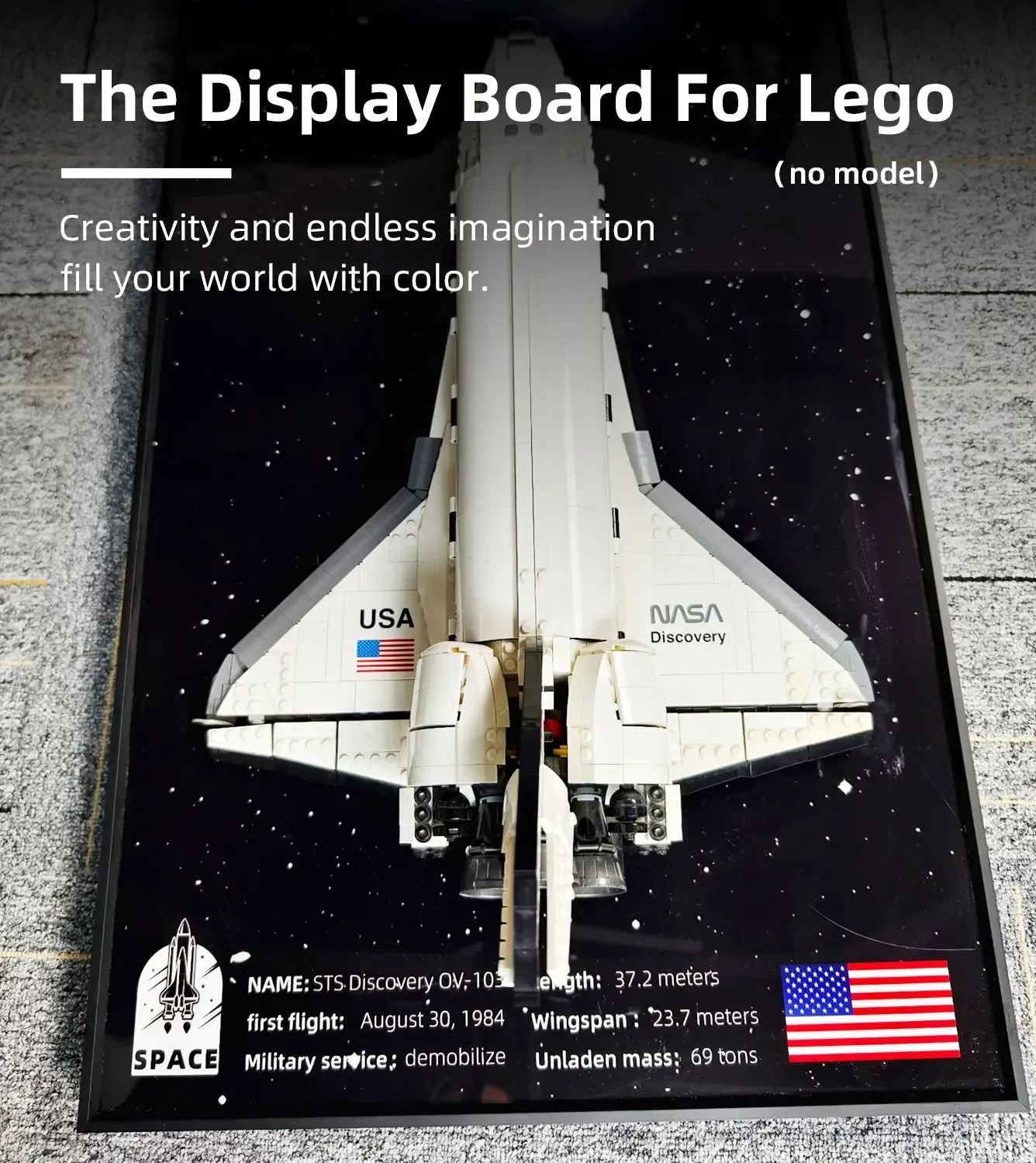 Väggmonterad displayram för LEGO® 10283 Icons NASA Space Shuttle Discovery — 5