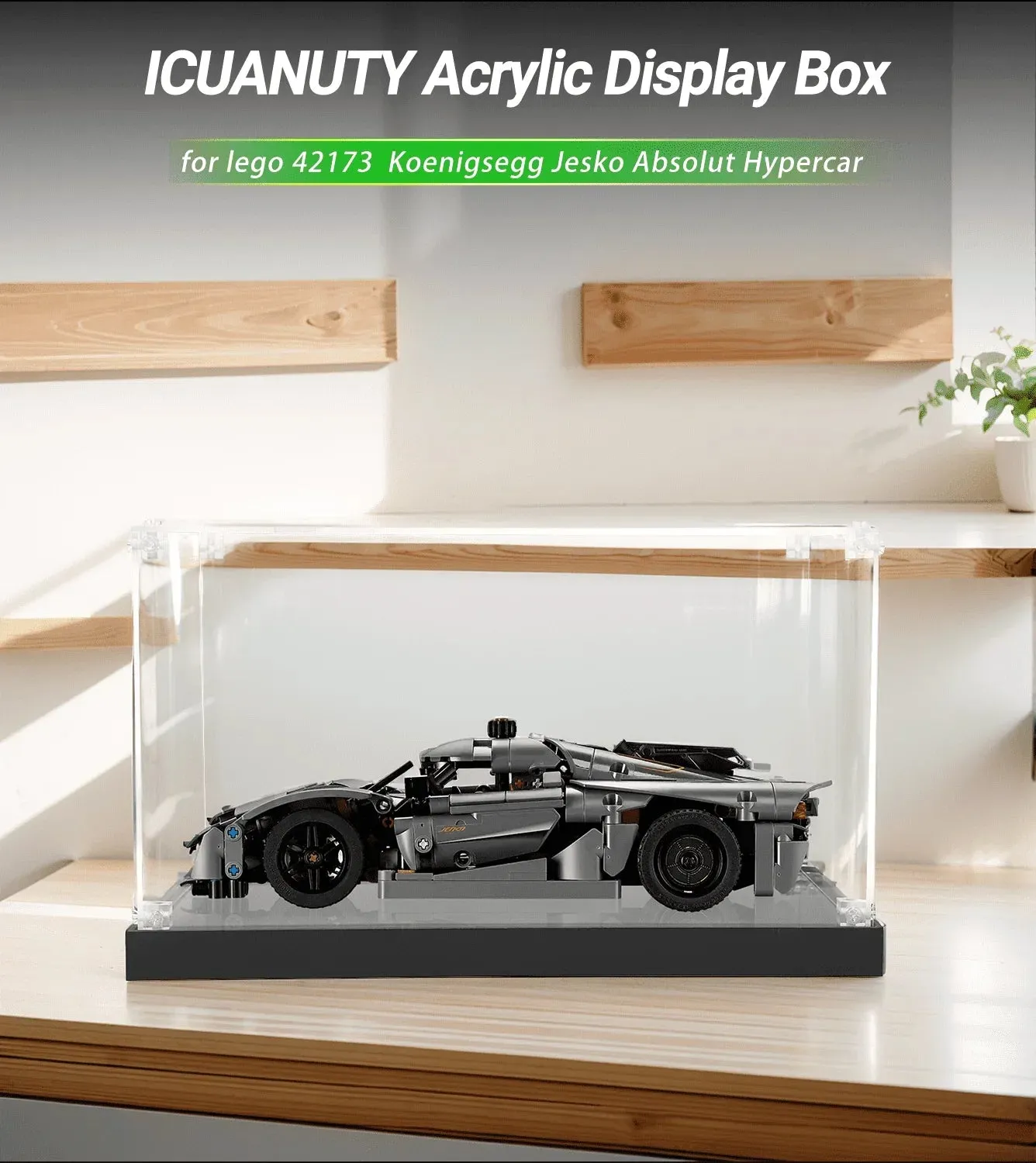 Display case for LEGO Koenigsegg Jesko Absolut Hypercar 42173 — 2