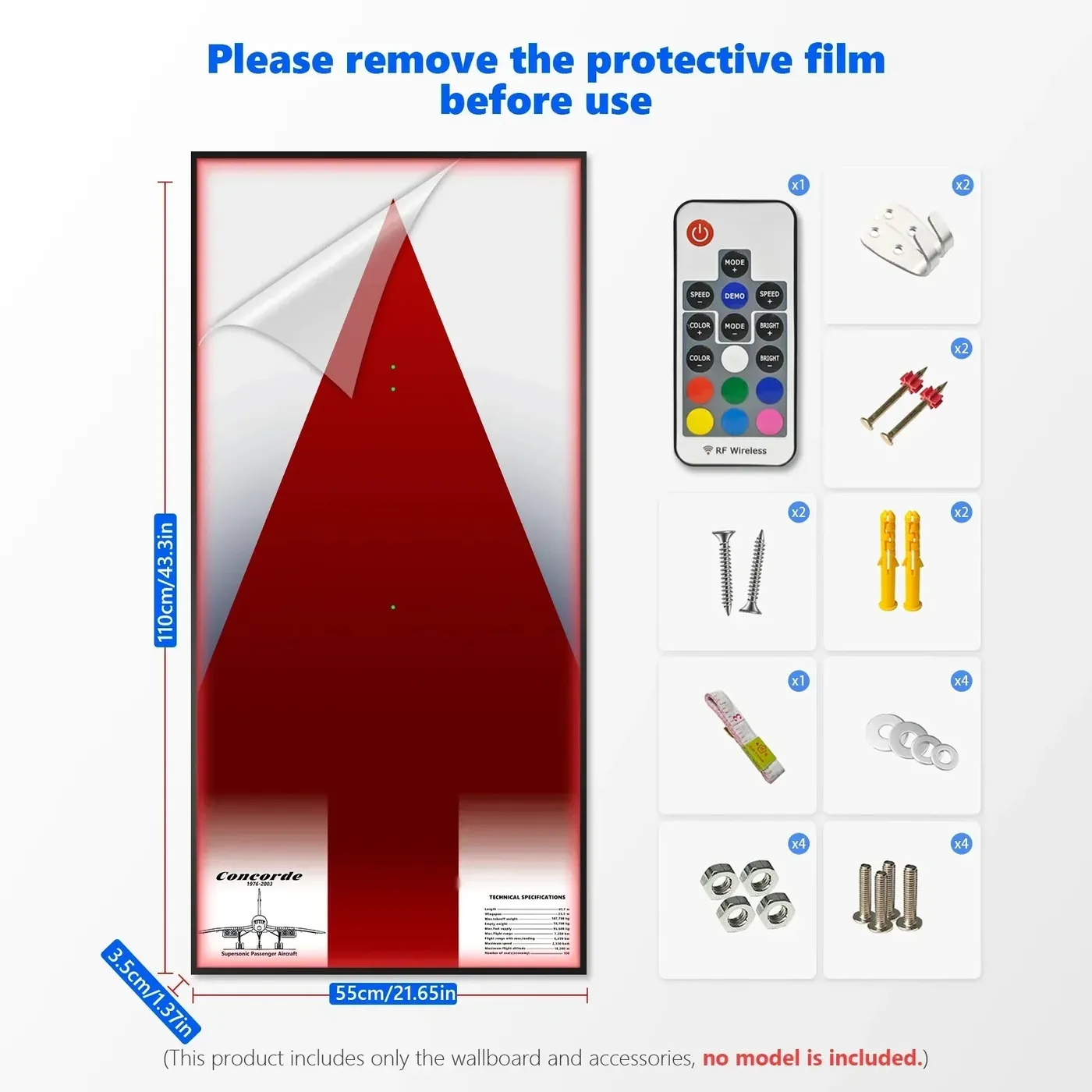 Väggmonterad displayram för LEGO Concorde 10318 — 9