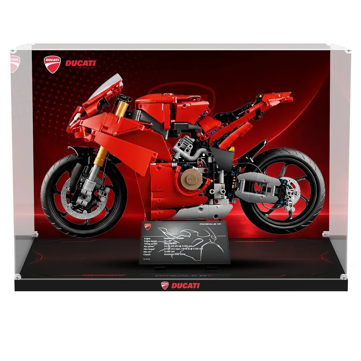 Display Case Set for LEGO® Technic™ BMW M 1000 RR (42130), Ducati Panigale V4 S Motorcycle (42202), Yamaha MT-10 SP (42159) — 3