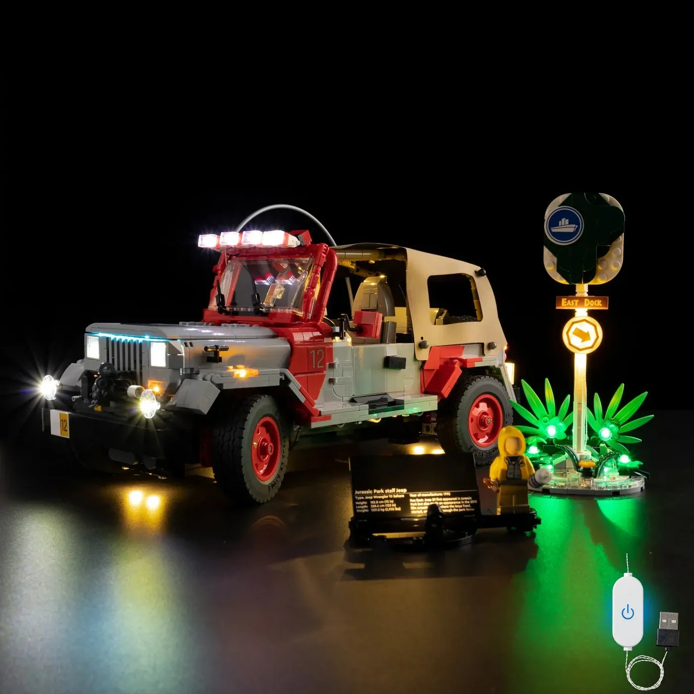Premium-Beleuchtungsset kompatibel mit LEGO® Jurassic World™ Jurassic Park Jeep® Wrangler 77984 — 2
