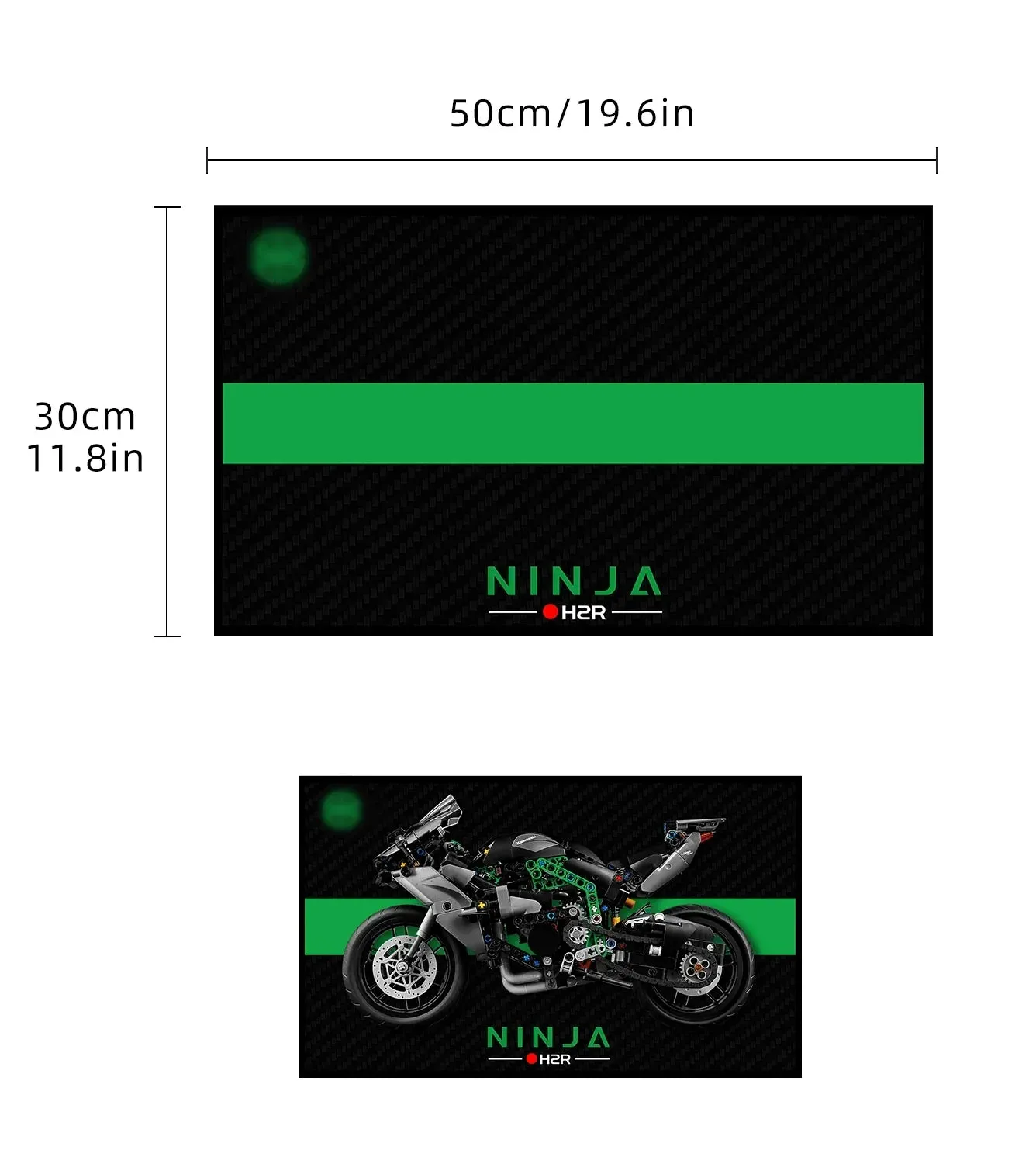 Väggmonterad displayram för LEGO Technic Kawasaki Ninja H2R 42170 (50 cm x 30 cm) — 3