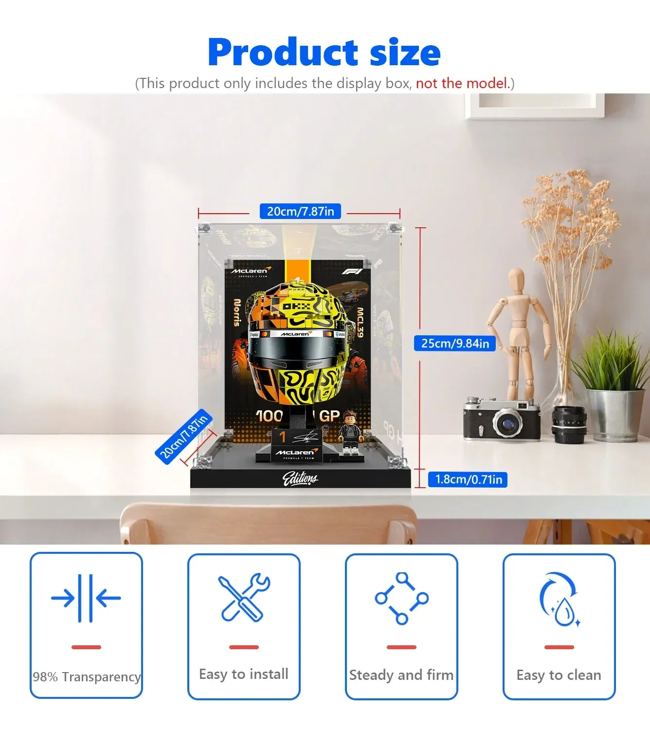 Display Case for LEGO® Editions McLaren Mastercard F1® Team Lando Norris Helmet 43023 — 14