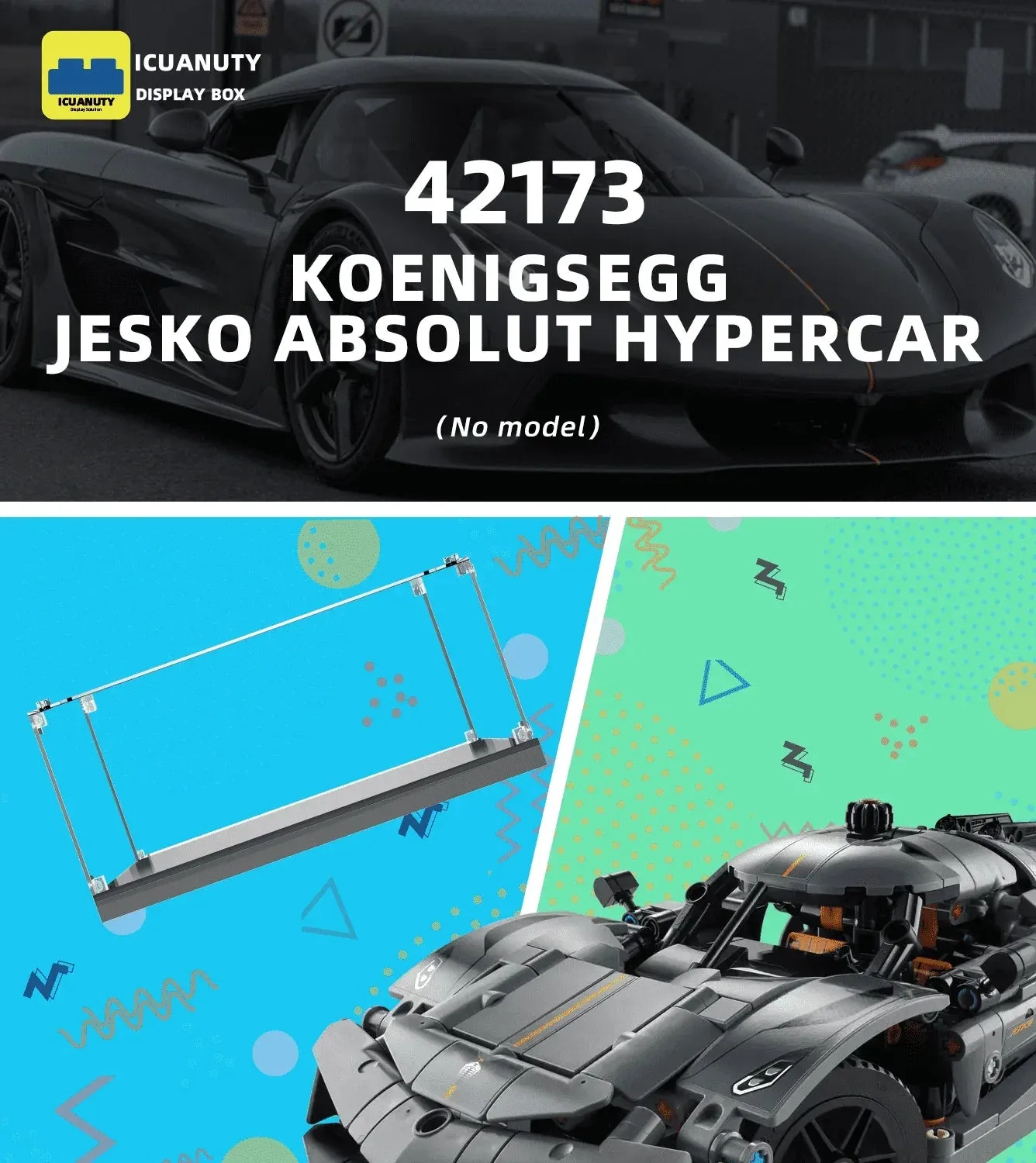 Display case for LEGO Koenigsegg Jesko Absolut Hypercar 42173 — 5