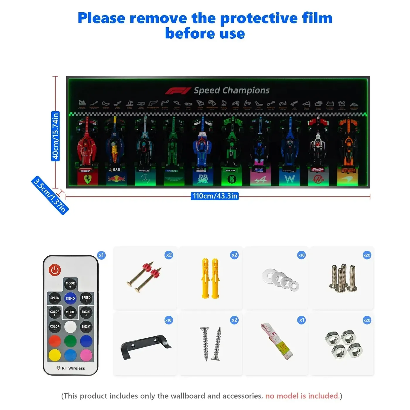 Display wall frame for LEGO Speed Champion F1 series Full Collection /horizontal line display — 9