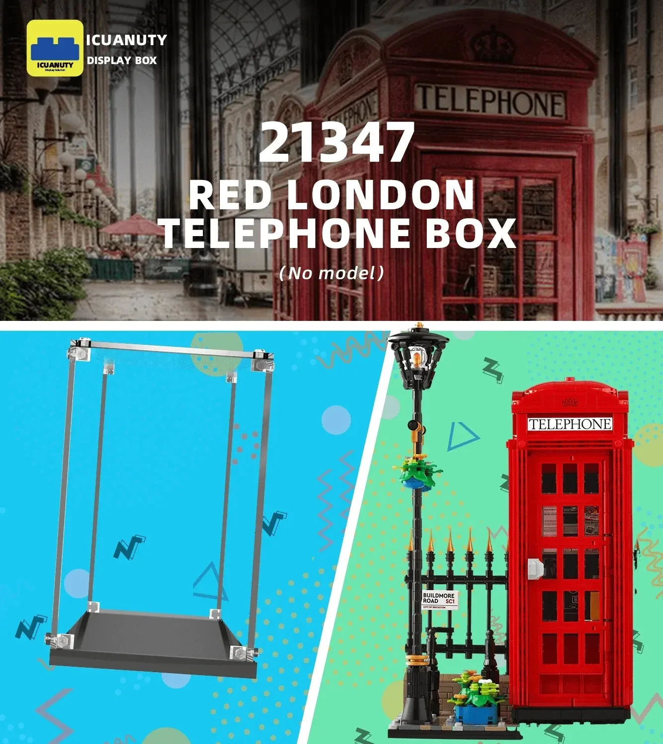 Display case for LEGO Creator Red London Telephone Box 21347 — 6