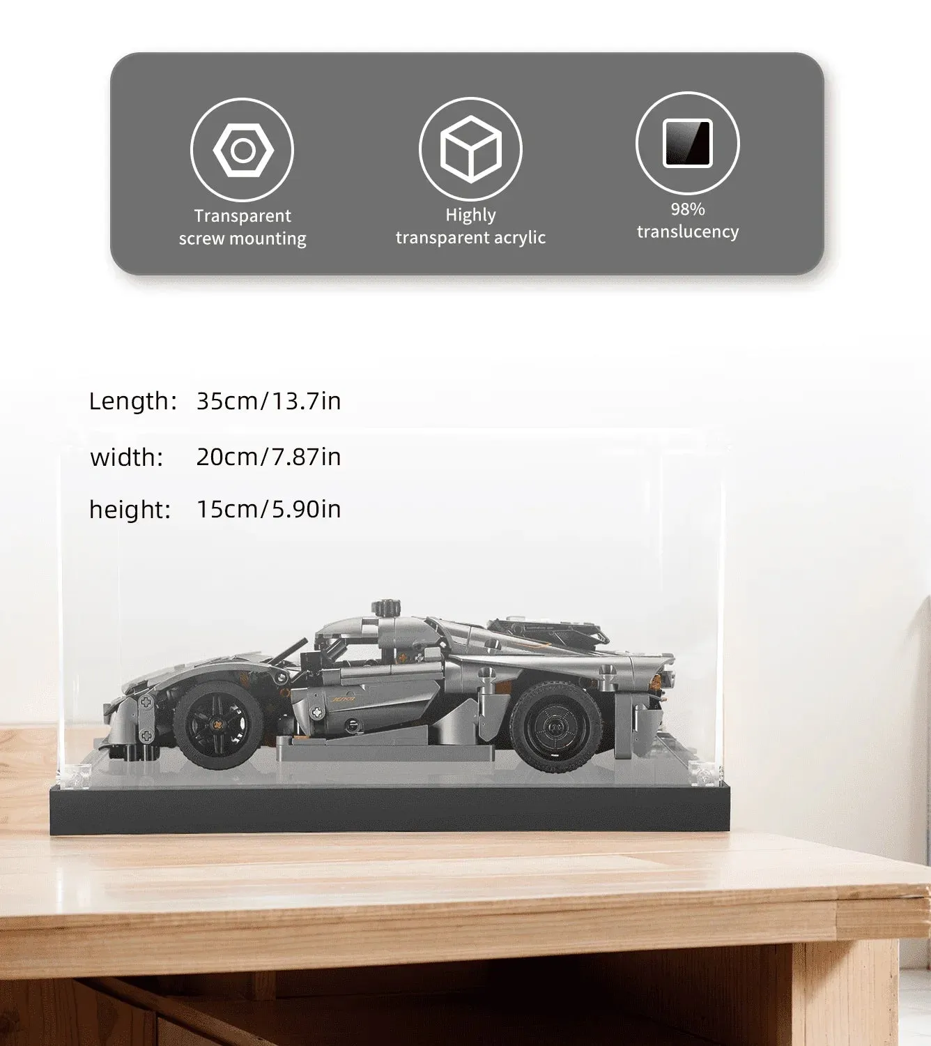 Display case for LEGO Koenigsegg Jesko Absolut Hypercar 42173 — 6