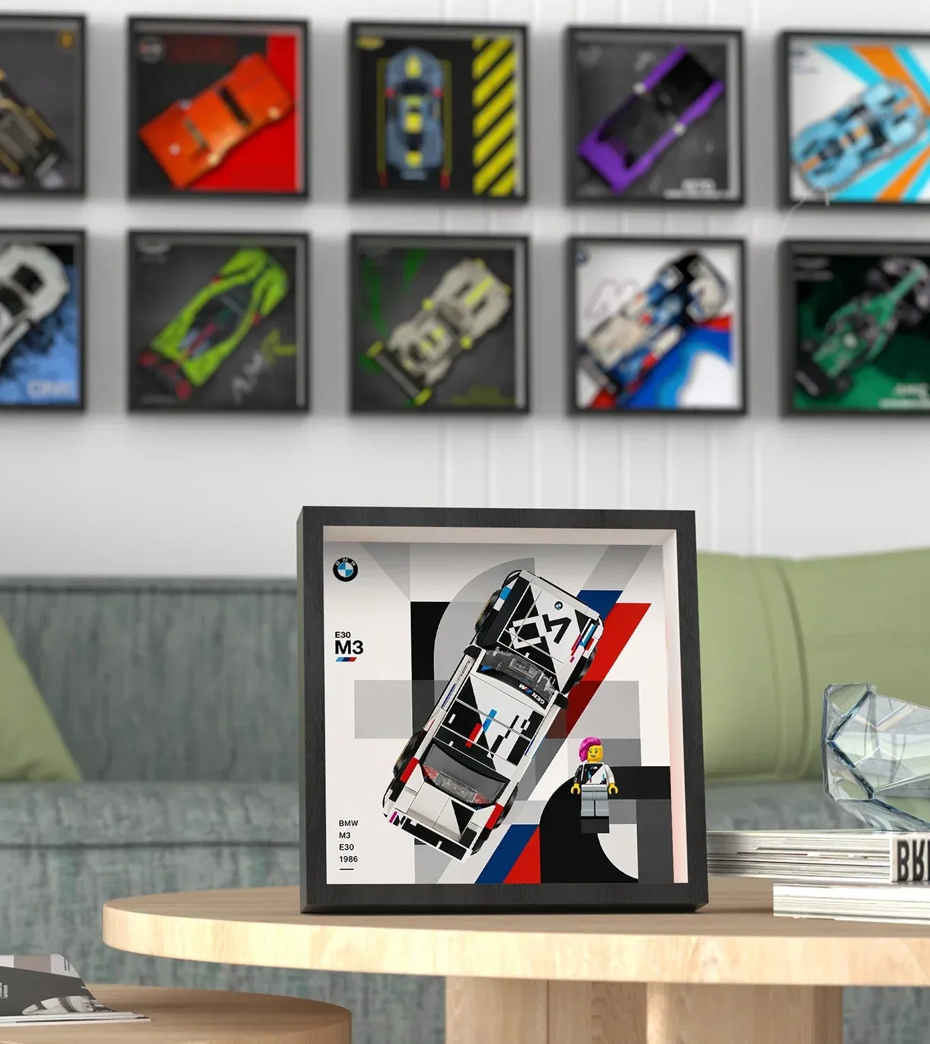 Väggmonterad displayram för LEGO Speed Champions BMW M3 (E30) 77263 — 2