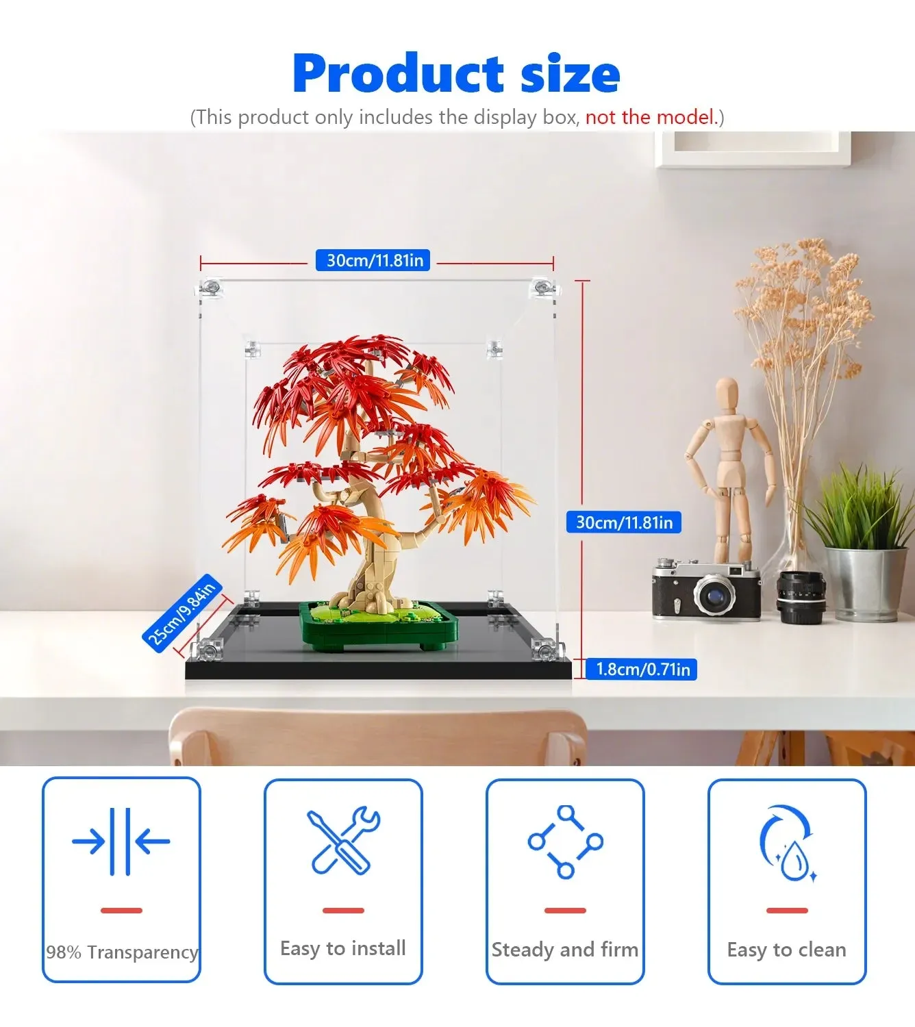 Display case for LEGO® The Botanical Collection Japanese Red Maple Bonsai Tree 10348 — 9