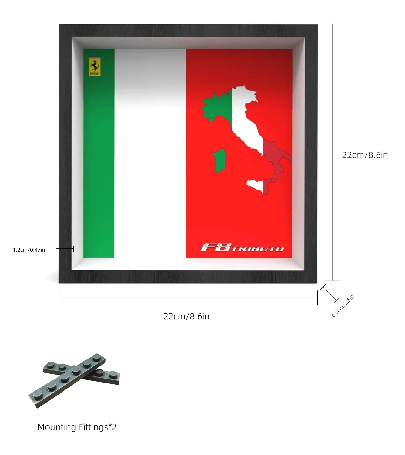 Auto-Displayrahmen für den LEGO Speed Champions Supersportwagen Ferrari F8 Tributo 76895 — 2