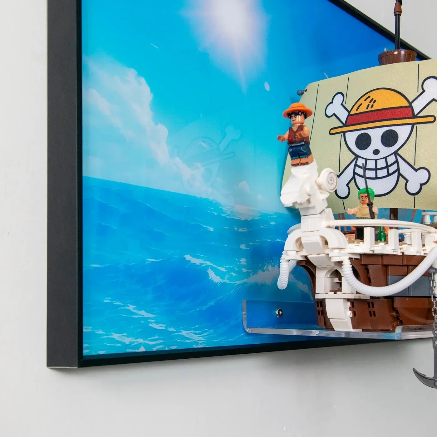 Väggmonterad displayram för LEGO® One Piece The Going Merry Pirate Ship 75639 — 2