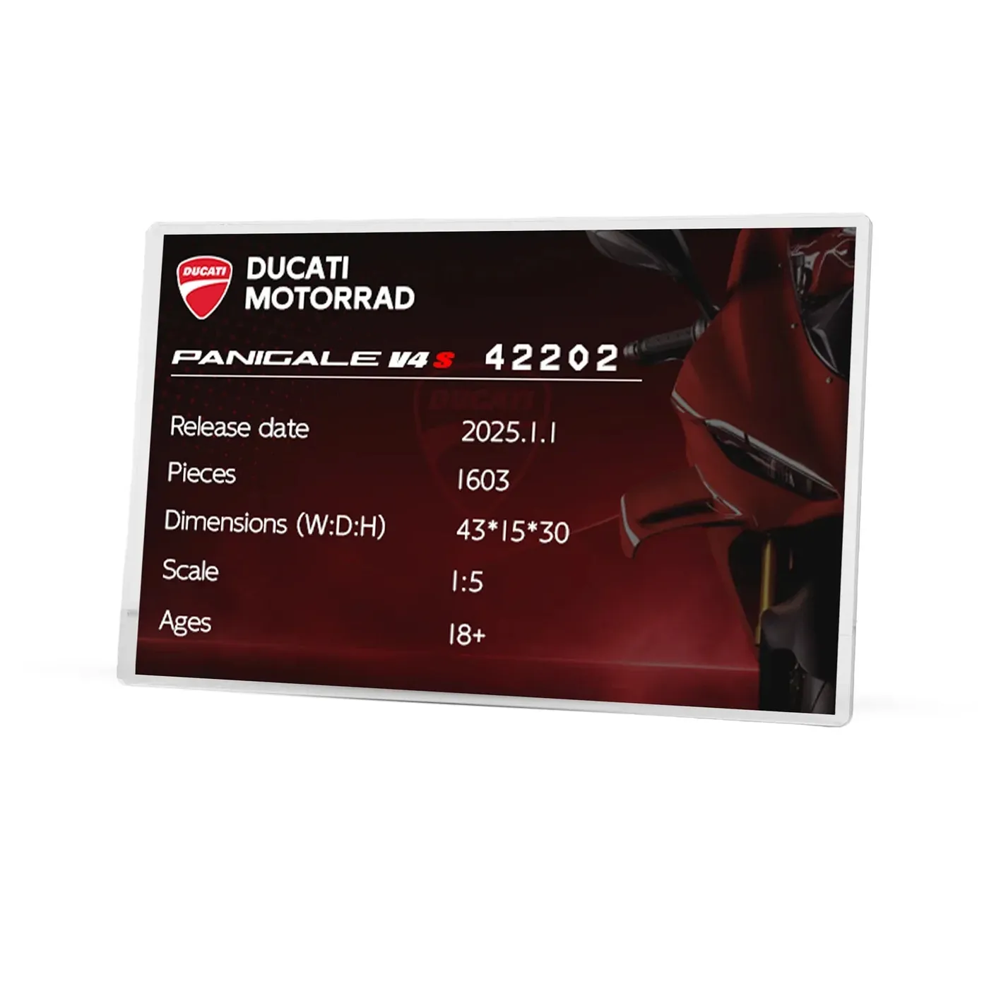 Gablota ekspozycyjna do LEGO Technic™ Ducati Panigale V4 S Motorcycle 42202 — 4