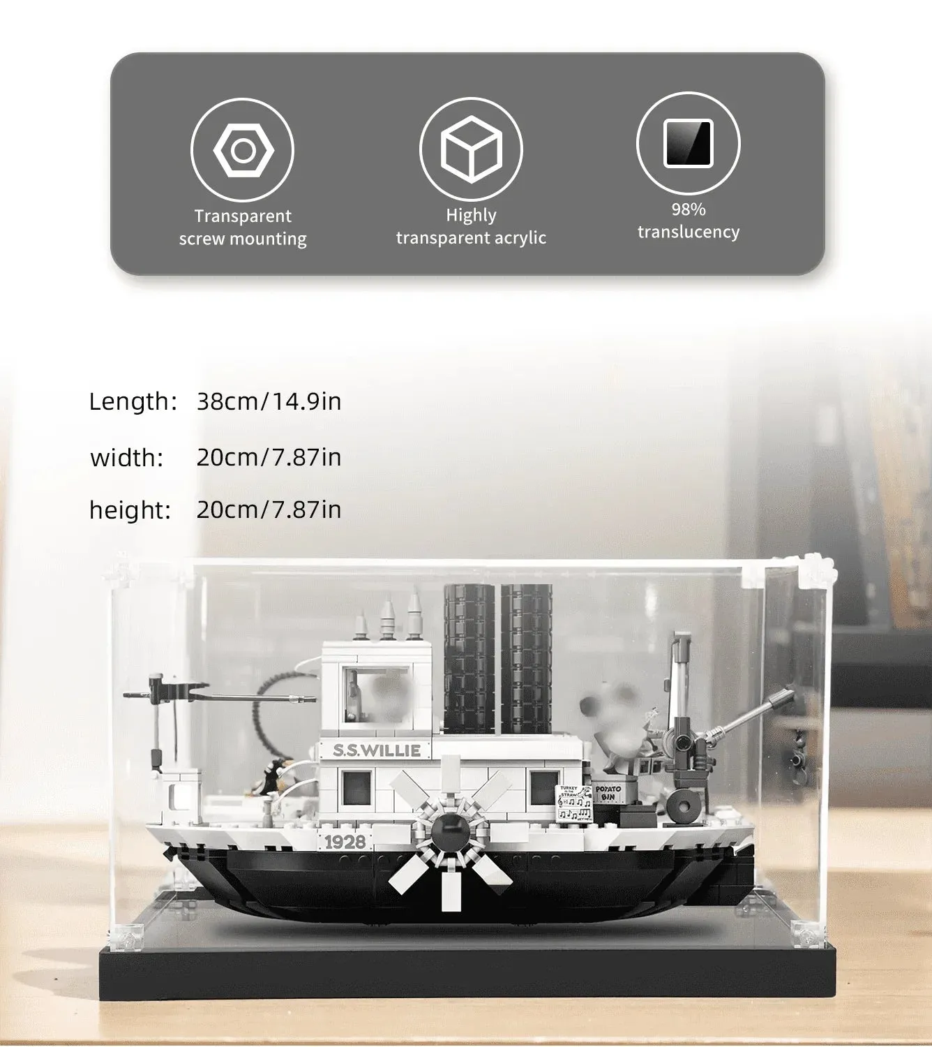 Vitrine für Lego ideas Steamboat Willie 21317 — 5