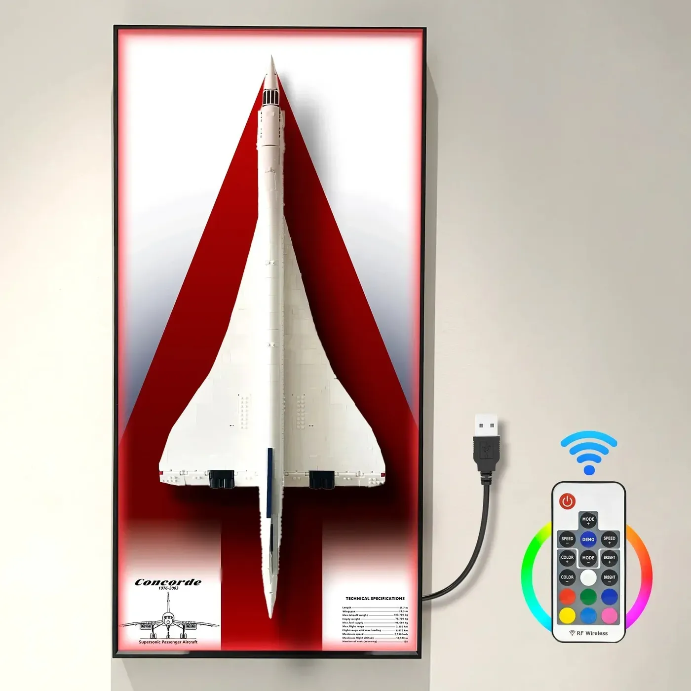 Väggmonterad displayram för LEGO Concorde 10318 — 6