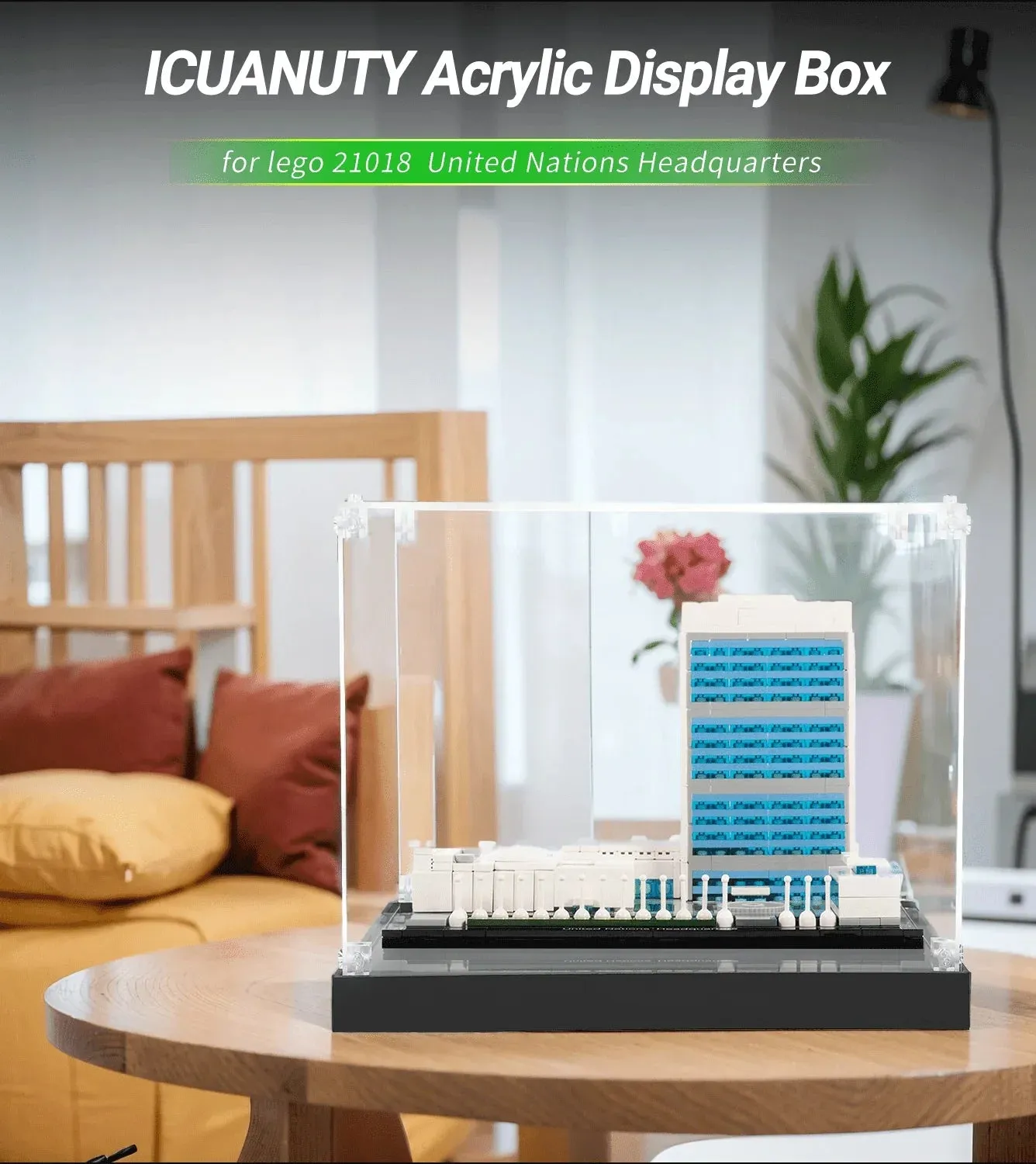 Display case for LEGO Architecture:United Nations Headquarters 21018 — 2
